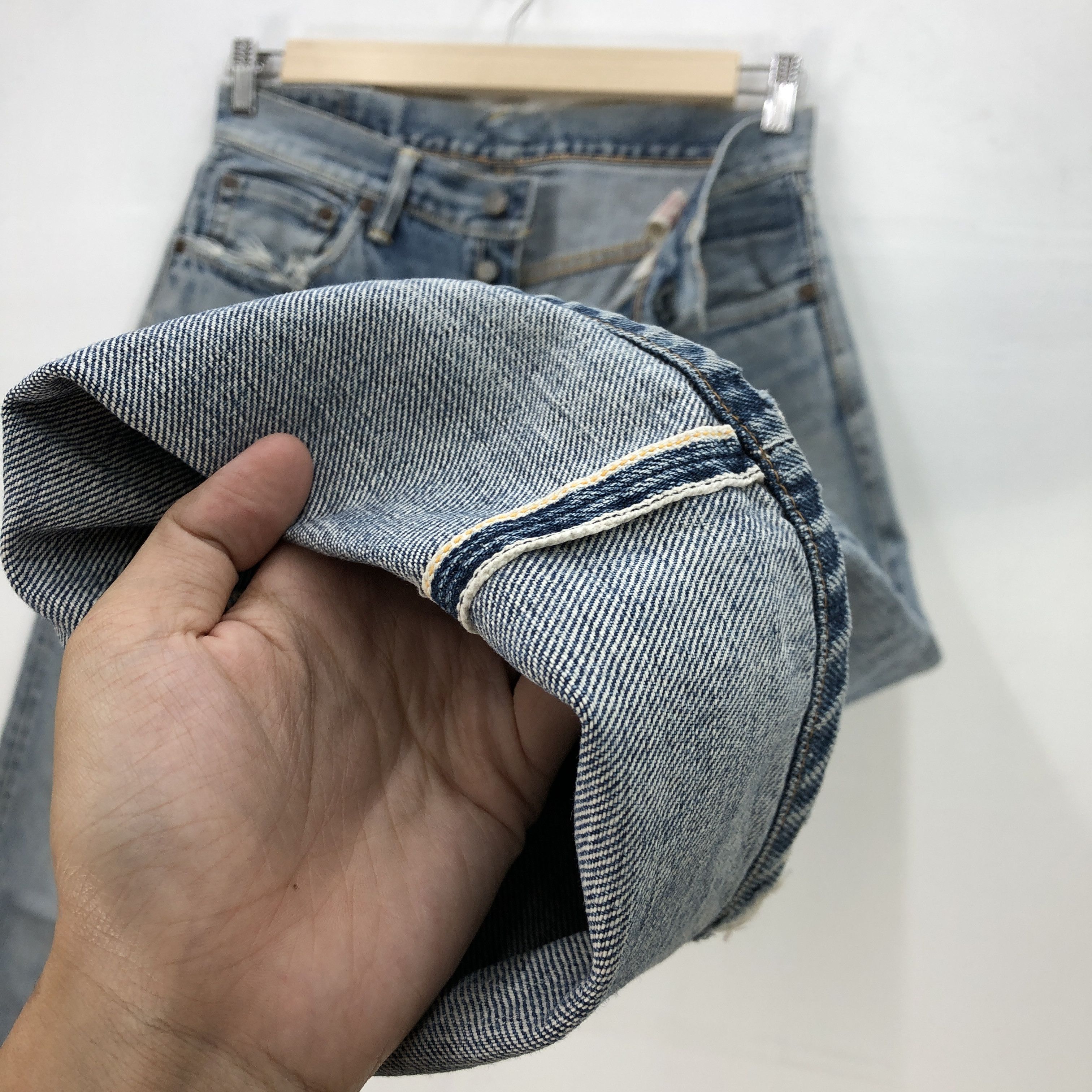 Japanese Brand Vintage Evisu Selvedge Jeans Faded Redline Light Wash Denim Size US 32 / EU 48 - 10 Thumbnail