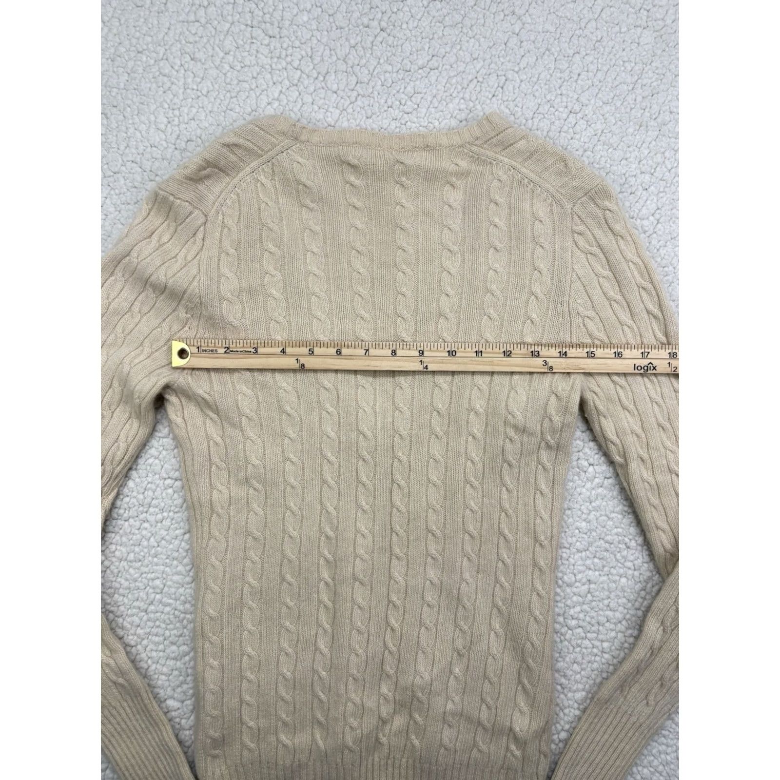J.Crew VINTAGE J.CREW Cardigan Womens M Cable Knit Cream Beiges Wool Angora Cashmere V-Neck 90s Preppy Size M / US 6-8 / IT 42-44 - 4 Thumbnail
