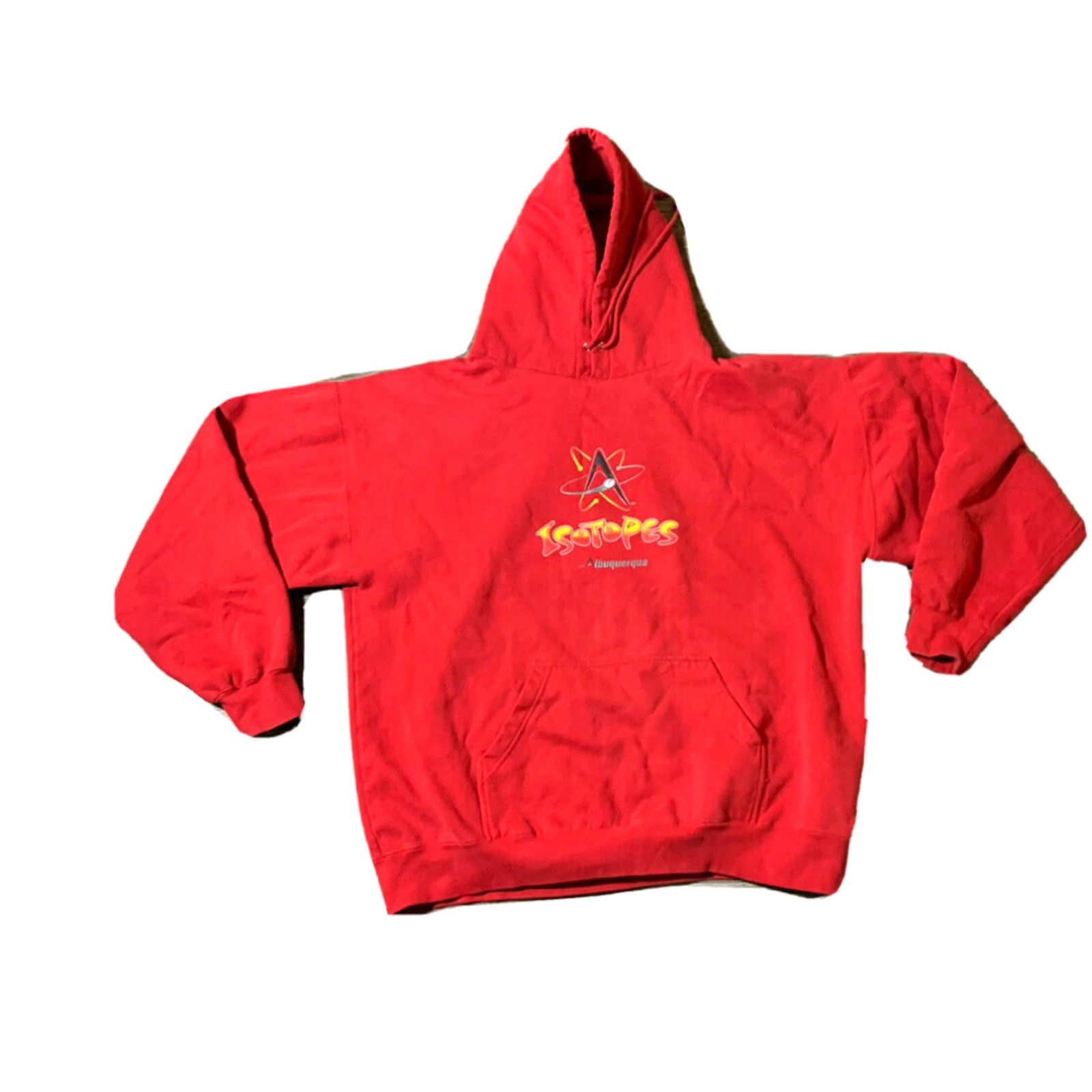 VINTAGE 90s Albuquerque Isotopes Baseball Hoodie Mens XL Red