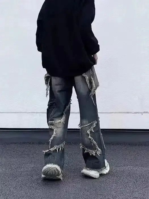 Japanese Brand Embroidered Star Baggy Denim Jeans Size US 32 / EU 48 - 5 Thumbnail