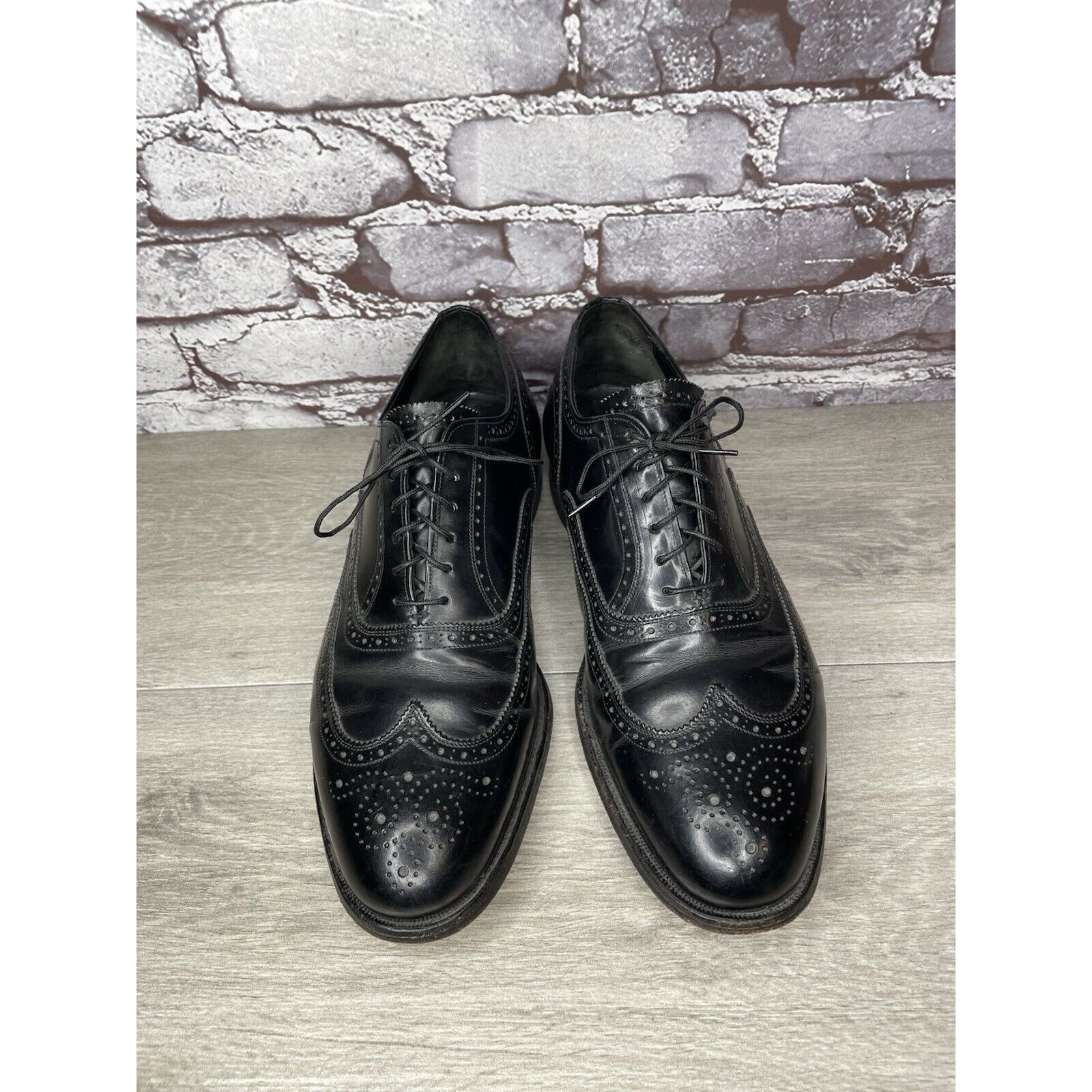 Other French Shriner Sterling Black Leather Wingtip Oxfords Shoes Size US 10.5 / EU 43-44 - 15 Thumbnail
