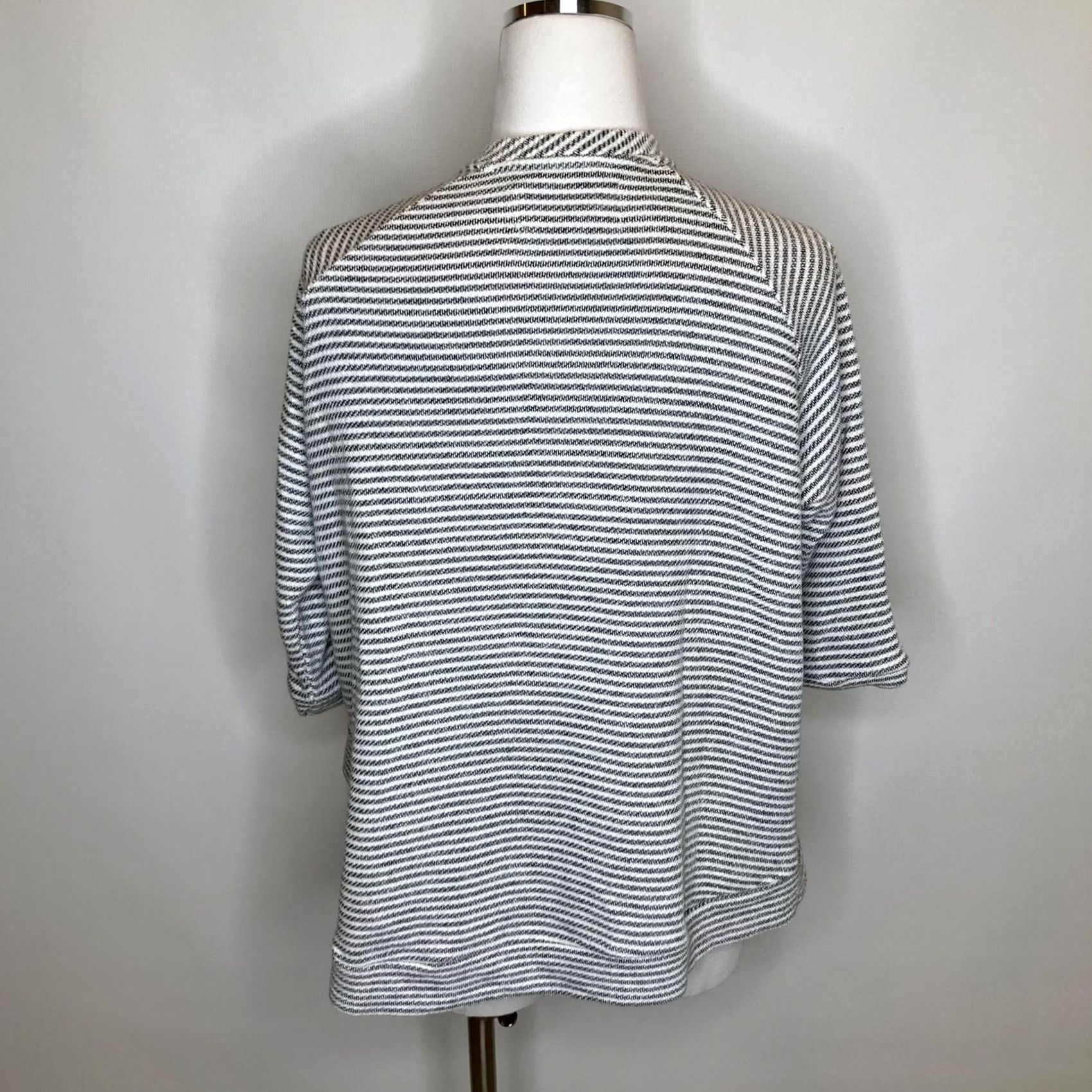BB Dakota BB Dakota JACK Jacket Women's XS Striped Terry Knit Pockets Zip Mid-Length Black White, Knit, 100% Cotton, Casual Fashion, Jacket, Women, XS Size XS / US 0-2 / IT 36-38 - 3 Thumbnail