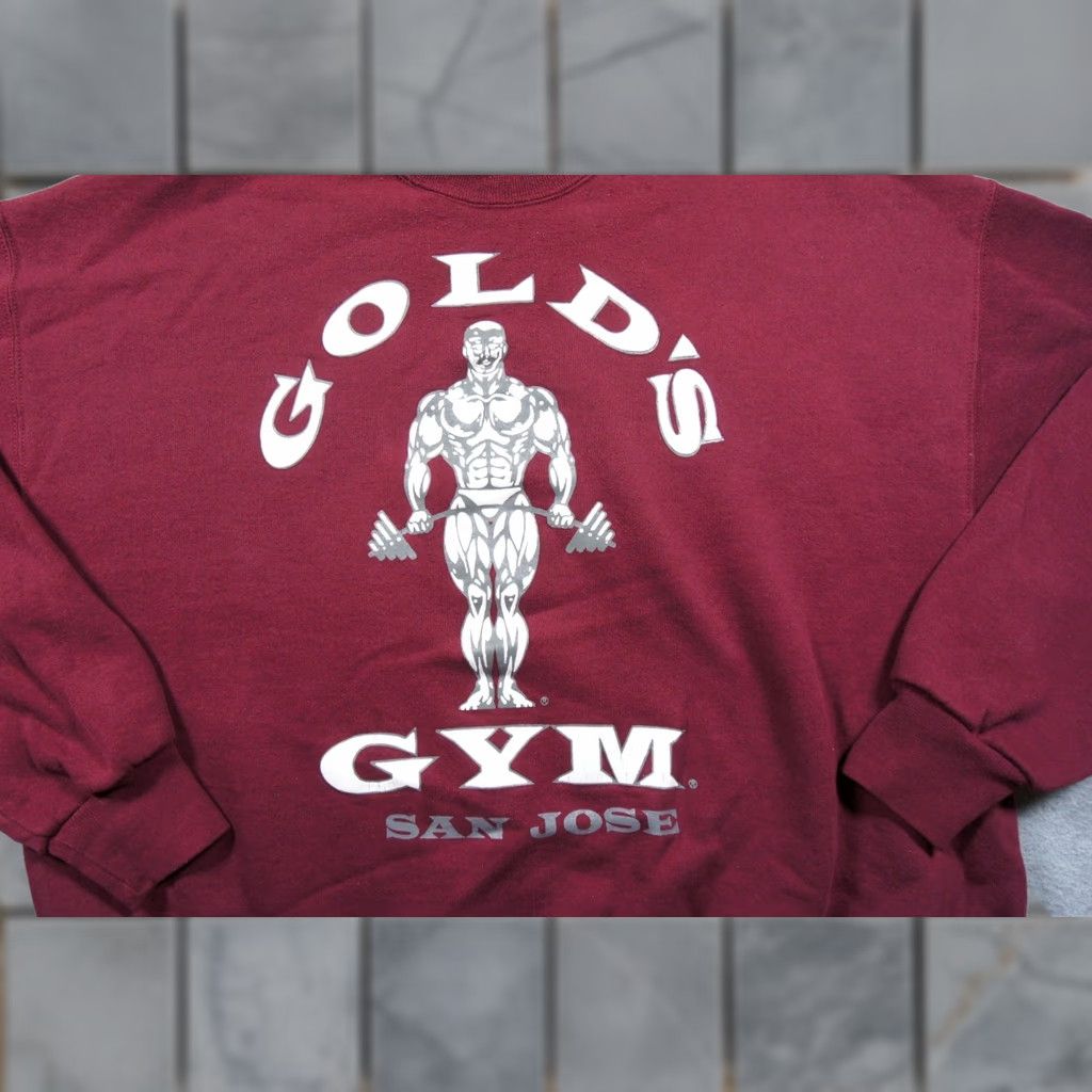 Vintage VINTAGE Gold's Gym Sweatshirt Mens XL Burgundy 90s Crewneck San Jose Bodybuilder Shirt Pullover Size US XL / EU 56 / 4 - 1 Thumbnail