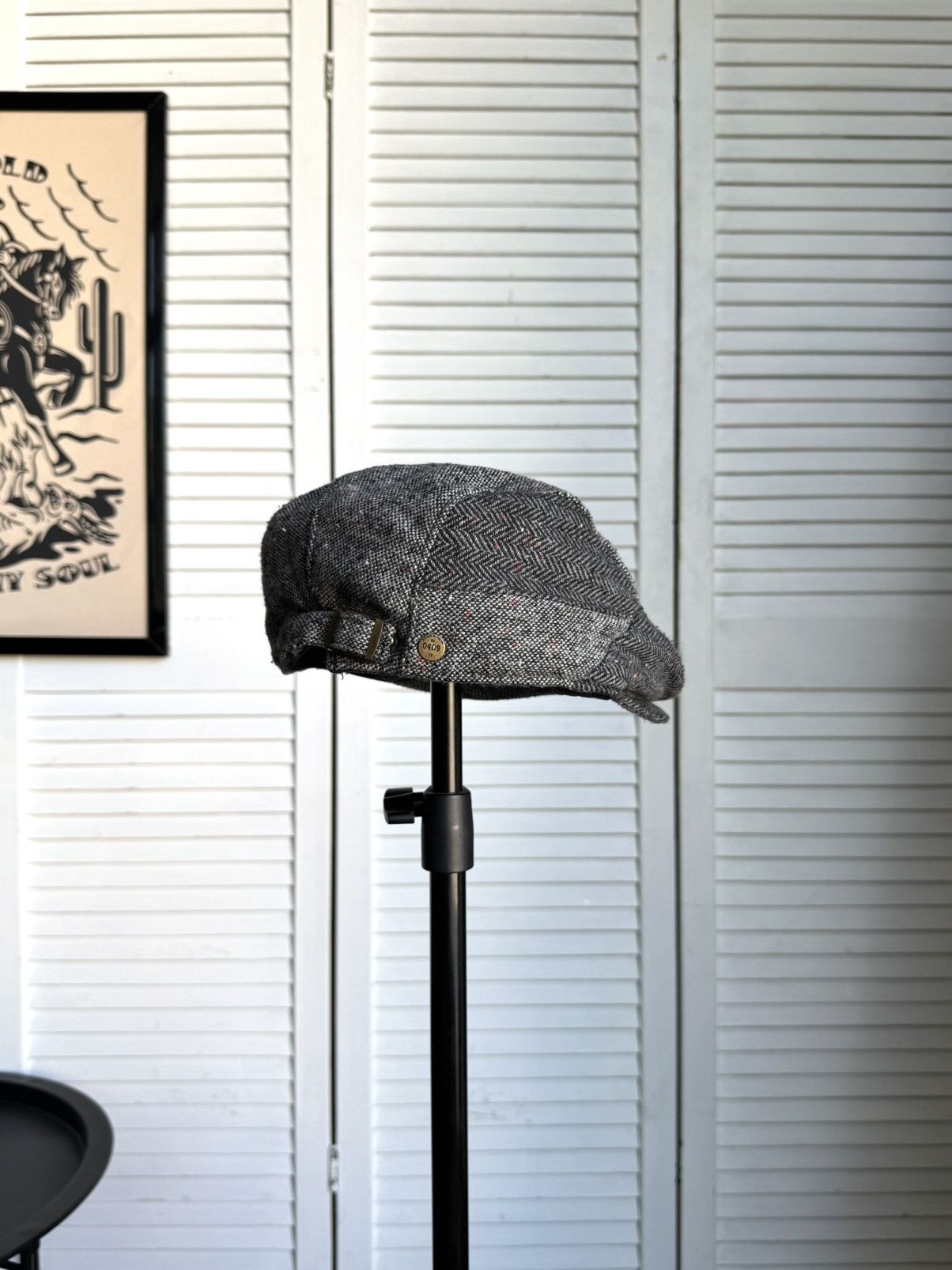 Vintage Vintage Tweed Ivy Cap / Flat Cap – Gray Herringbone Wool Size ONE SIZE - 8 Thumbnail