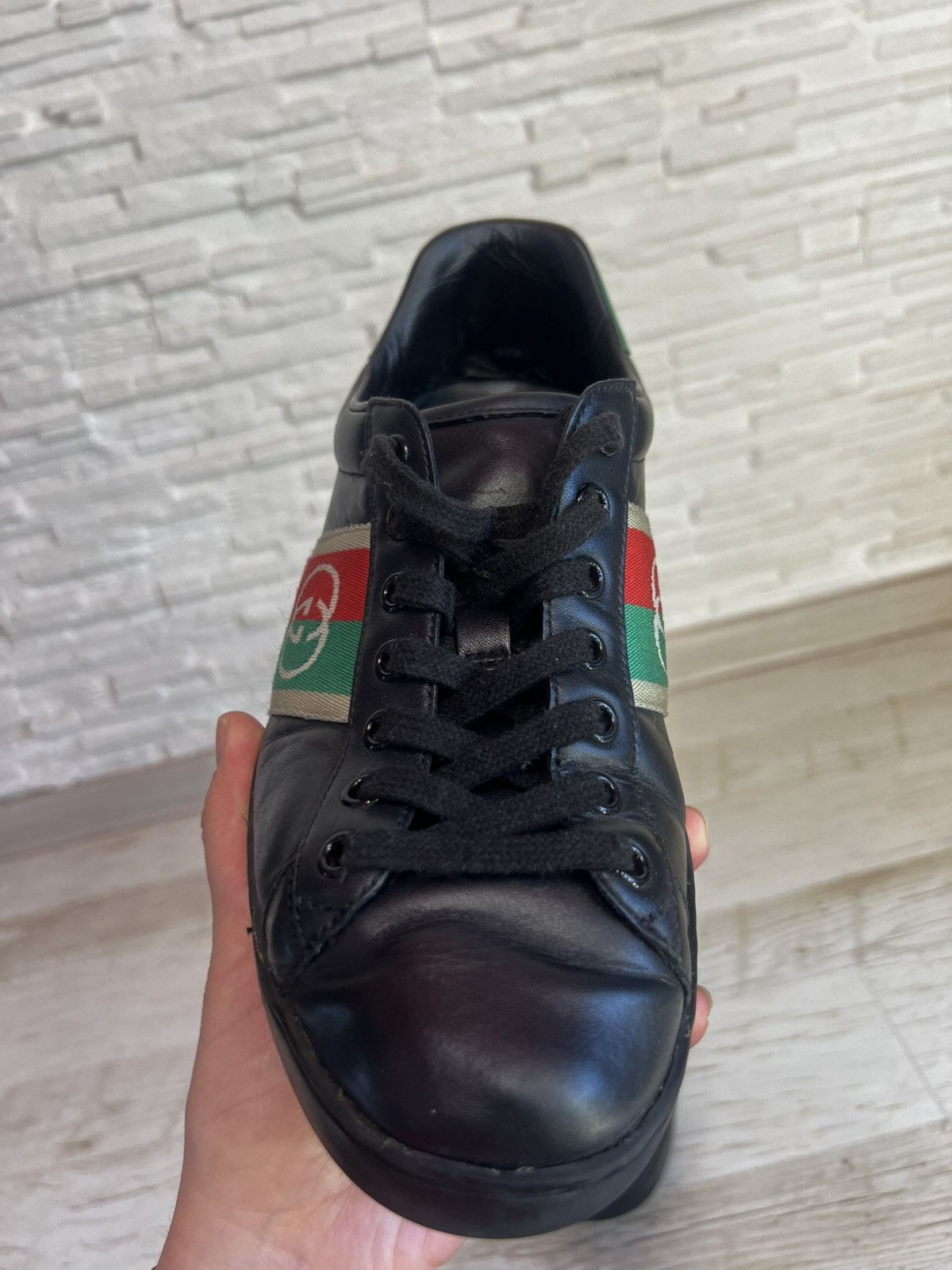 Gucci Gucci Ace Black Leather Sneakers 644749 Size 40 / US 7 Size US 7 / EU 40 - 9 Thumbnail