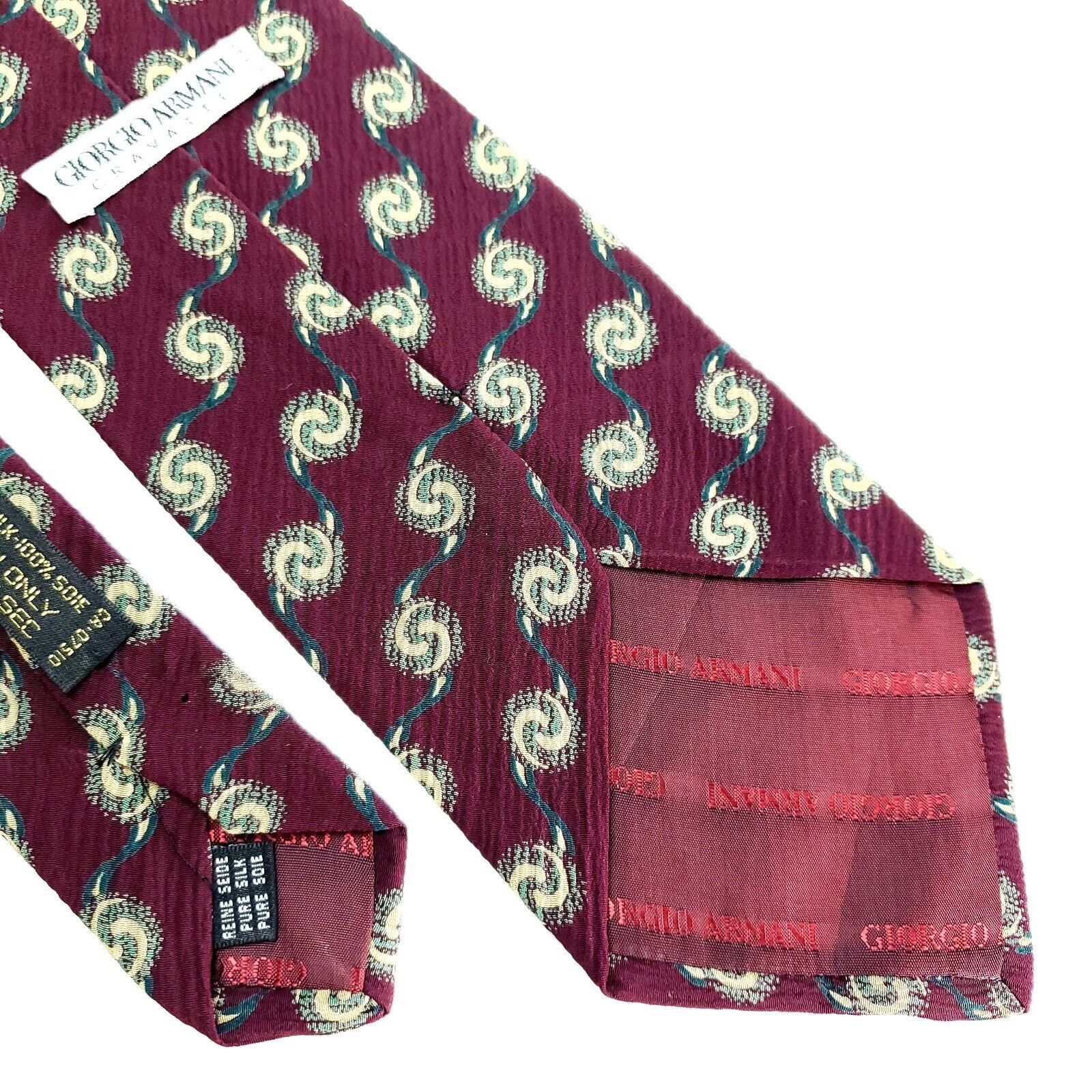 Giorgio Armani Giorgio Armani Cravatte Textured Silk Tie Short Wide Red Geo Size ONE SIZE - 7 Thumbnail