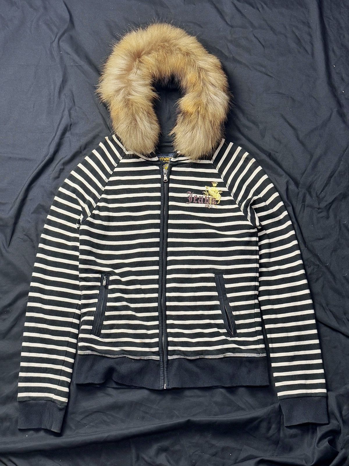 Japanese Brand LGB Le Grande Bleu style black fur parka hoodie