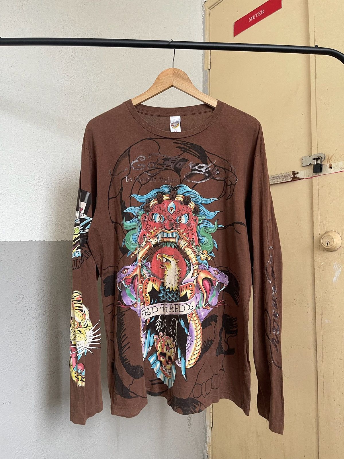 Ed Hardy × Japanese Brand Ed Hardy Longsleeve Tshirt Size US XL / EU 56 / 4 - 1 Thumbnail