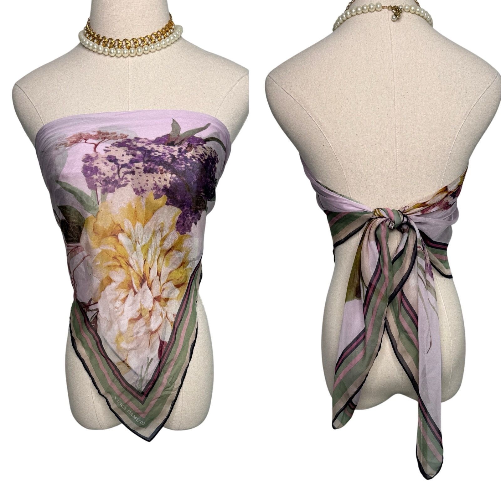 Vince Camuto Vince Camuto floral chiffon square scarf pink green 43” Size ONE SIZE - 3 Thumbnail