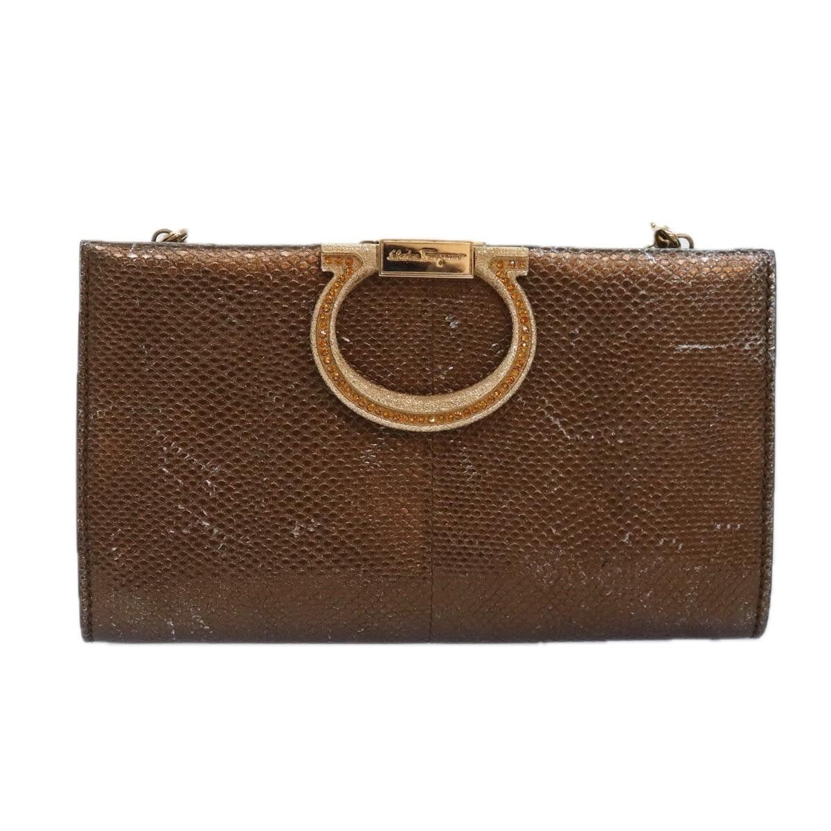 Salvatore Ferragamo Salvatore Ferragamo Gancini Chain Shoulder Bag Leather Brown Size ONE SIZE - 11 Thumbnail
