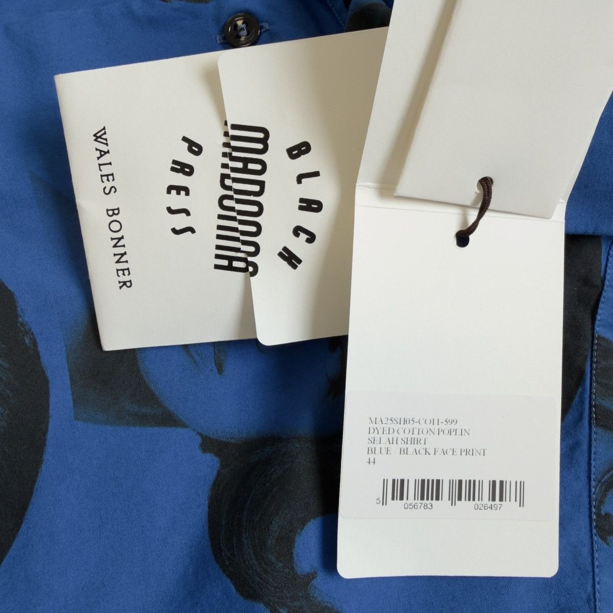 Wales Bonner A/W 25 ‘Selah’ Blue+Black Face Print Shirt Size US L / EU 52-54 / 3 - 6 Thumbnail