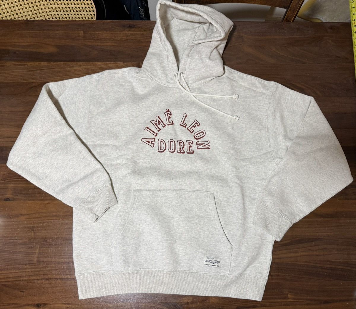Aime Leon Dore Aime Leon Dore Aimé Collegiate Logo Oatmeal Hoodie XL Size US XL / EU 56 / 4 - 1 Thumbnail