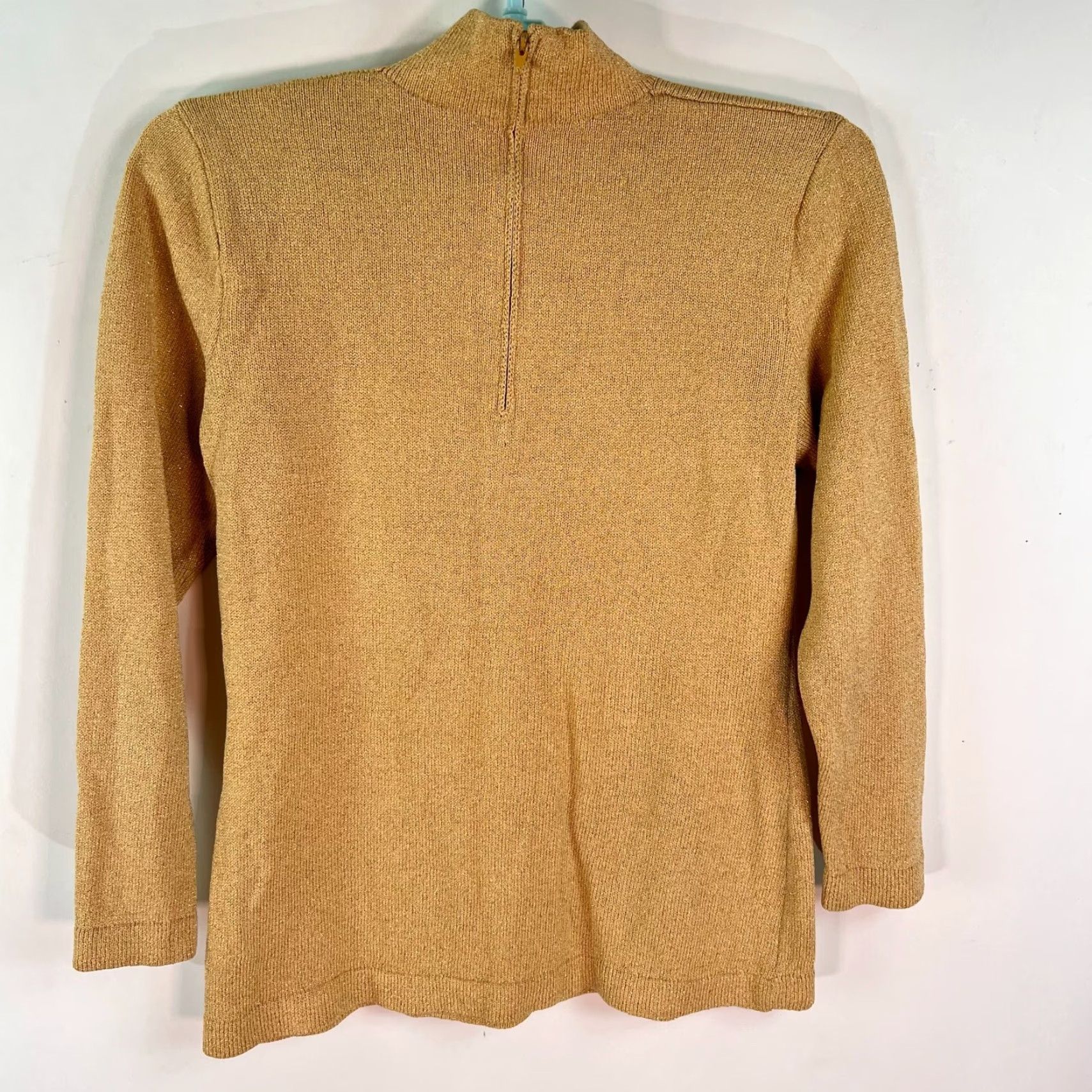 Vintage St John Cashmere Wool High Neck Sweater Petite 6P Beige Long Sleeve Pullover Womens Size M / US 6-8 / IT 42-44 - 5 Thumbnail