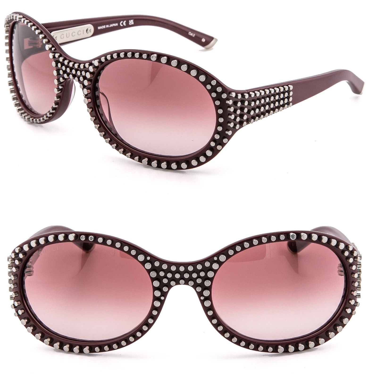Gucci GUCCI GG2013S Burgundy 2013 Spike Fashion Sunglasses 002 Size ONE SIZE - 1 Thumbnail