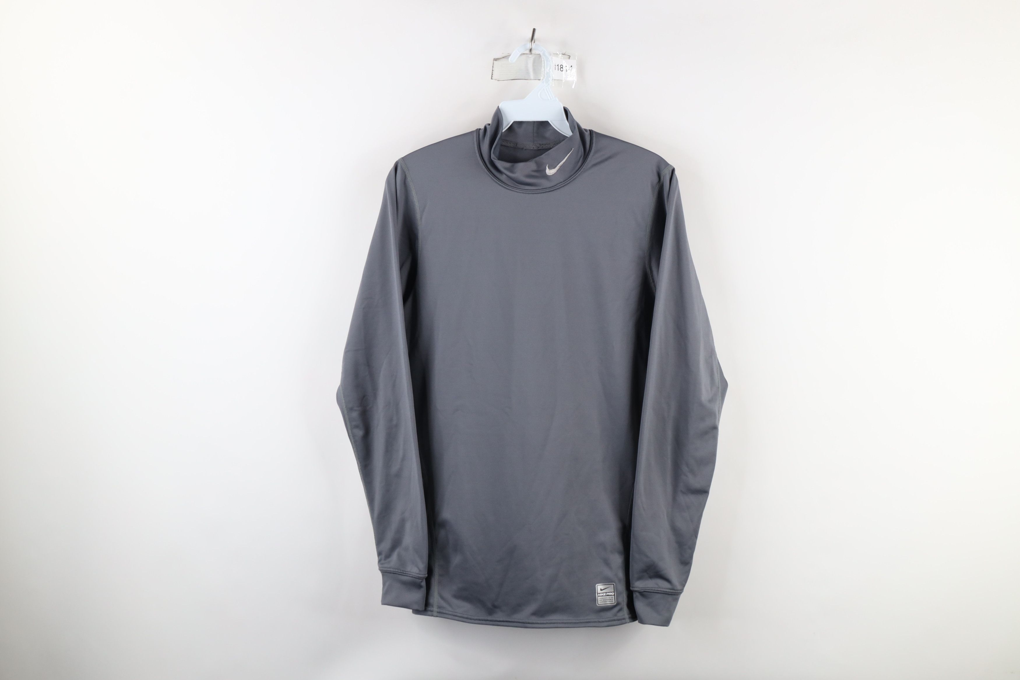 Nike × Vintage Nike Pro Mini Swoosh Mock Neck Compression T-Shirt Gray Size US M / EU 48-50 / 2 - 1 Thumbnail