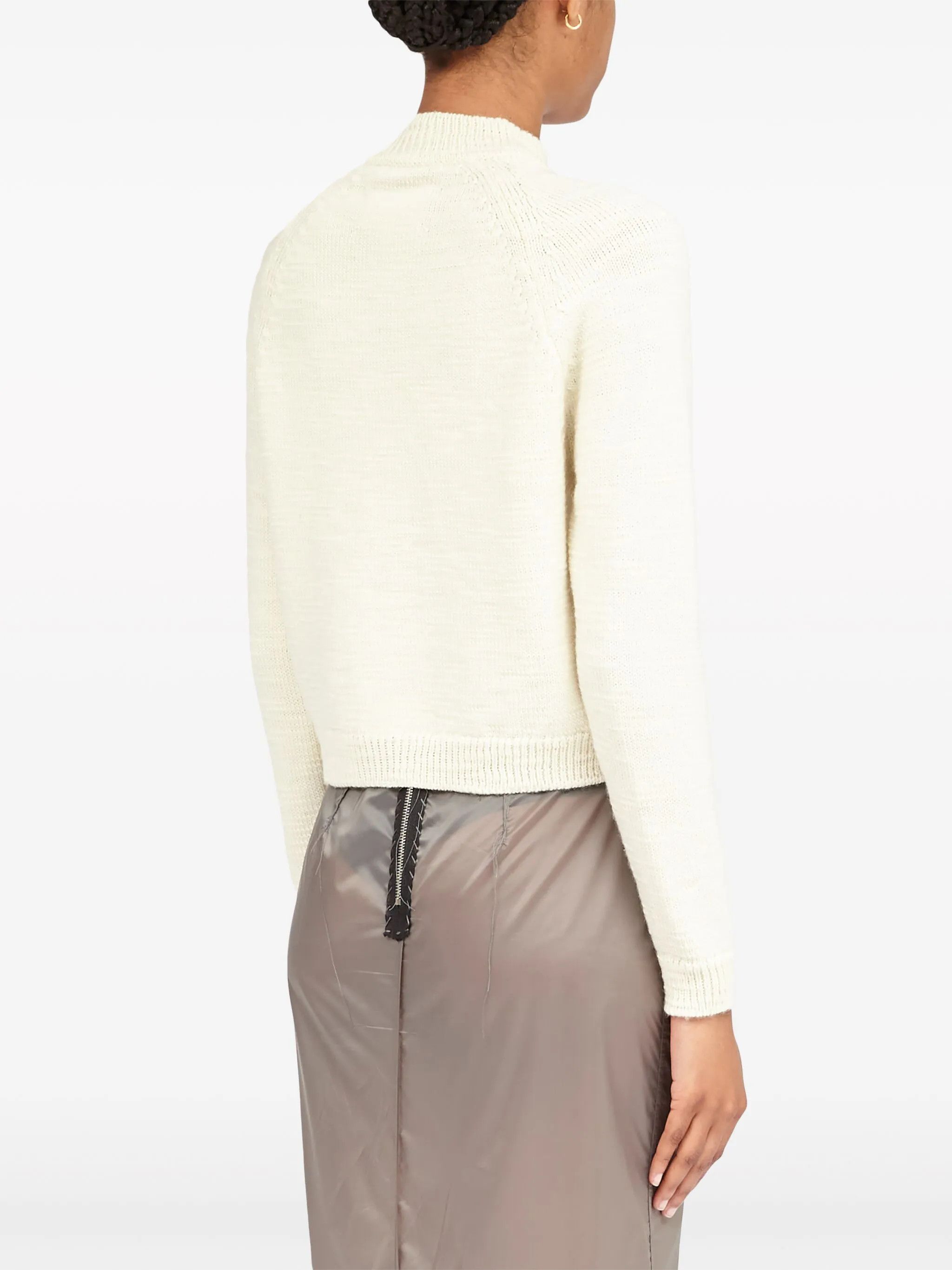 Maison Margiela oc11z0925 Ribbed-knit Wool Cropped Cardigan in Off White Size L / US 10 / IT 46 - 5 Thumbnail