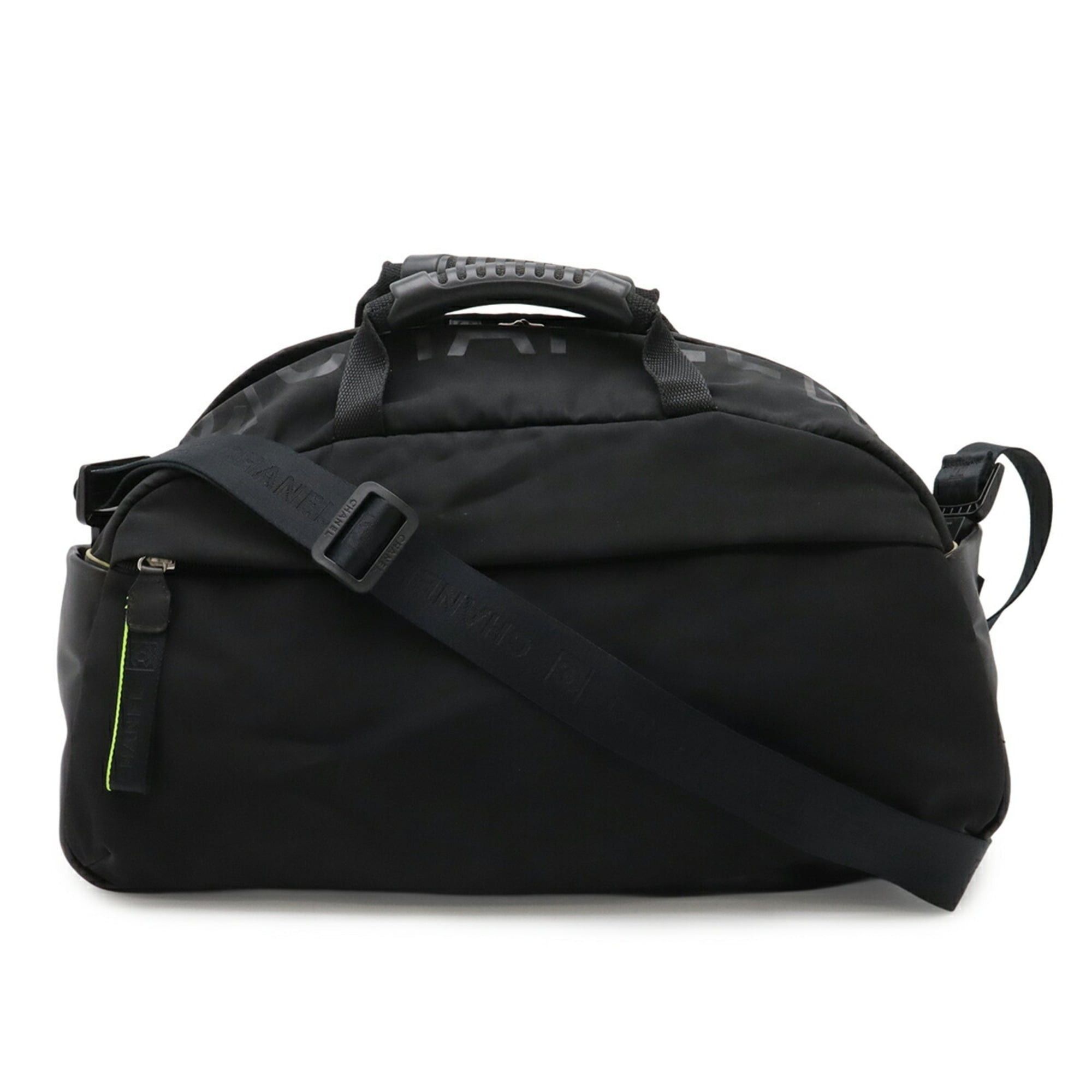 Chanel CHANEL Sport Line Coco Mark Boston Bag Shoulder Handbag Rubber Nylon Black Yellow Size ONE SIZE - 1 Thumbnail