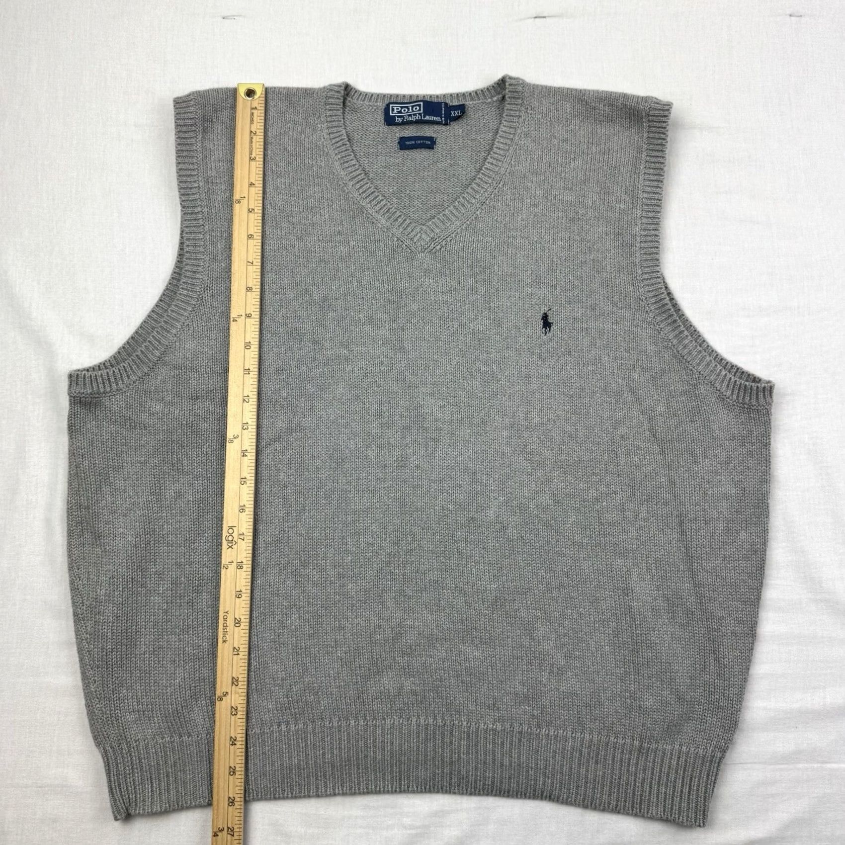 Polo Ralph Lauren VINTAGE Polo Ralph Lauren Sweater Vest Adult 2XL Gray V Neck Pullover Preppy 90s Mens Size US XXL / EU 58 / 5 - 4 Thumbnail