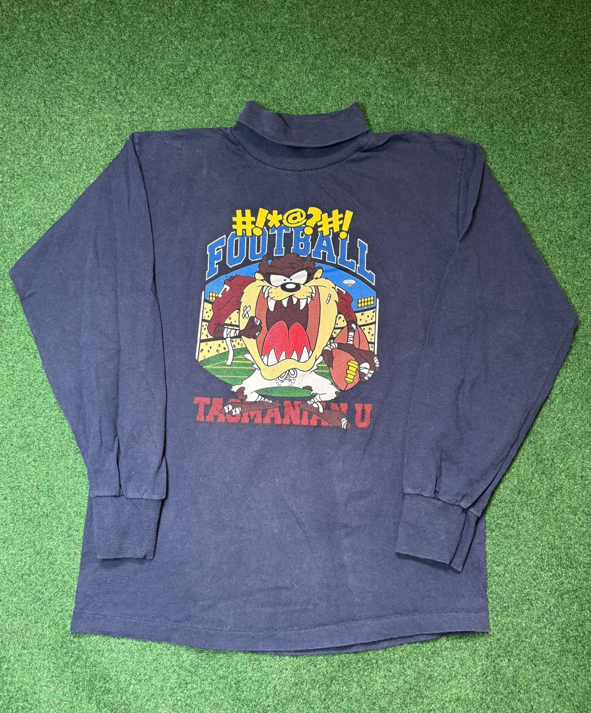 Vintage Vtg 90s Taz U Football College Long Sleeve Retro T Shirt Size US M / EU 48-50 / 2 - 1 Thumbnail