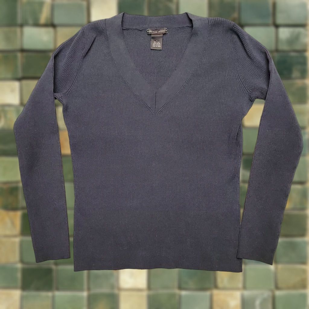 Madison VINTAGE Madison Studio Sweater Women S Black Rib knit Long Sleeve Silk Blend Casual Size S / US 4 / IT 40 - 1 Thumbnail