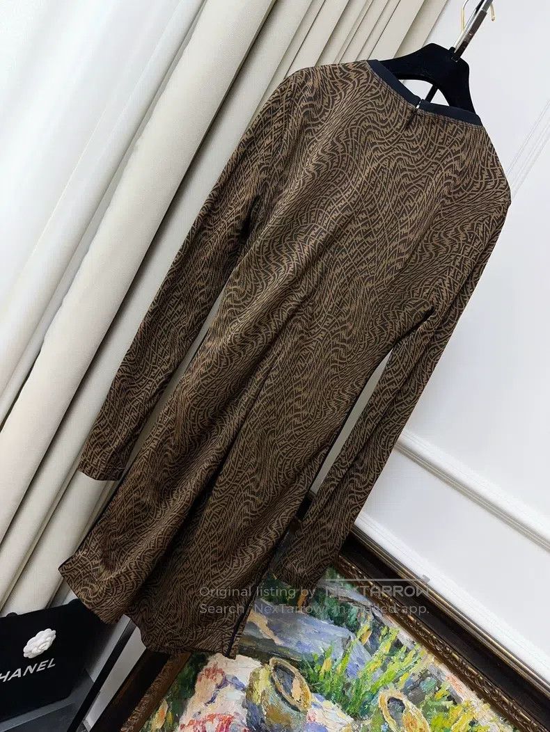Fendi Fendi Brown all-over print twisted double F monogram long- Size S / US 4 / IT 40 - 2 Thumbnail
