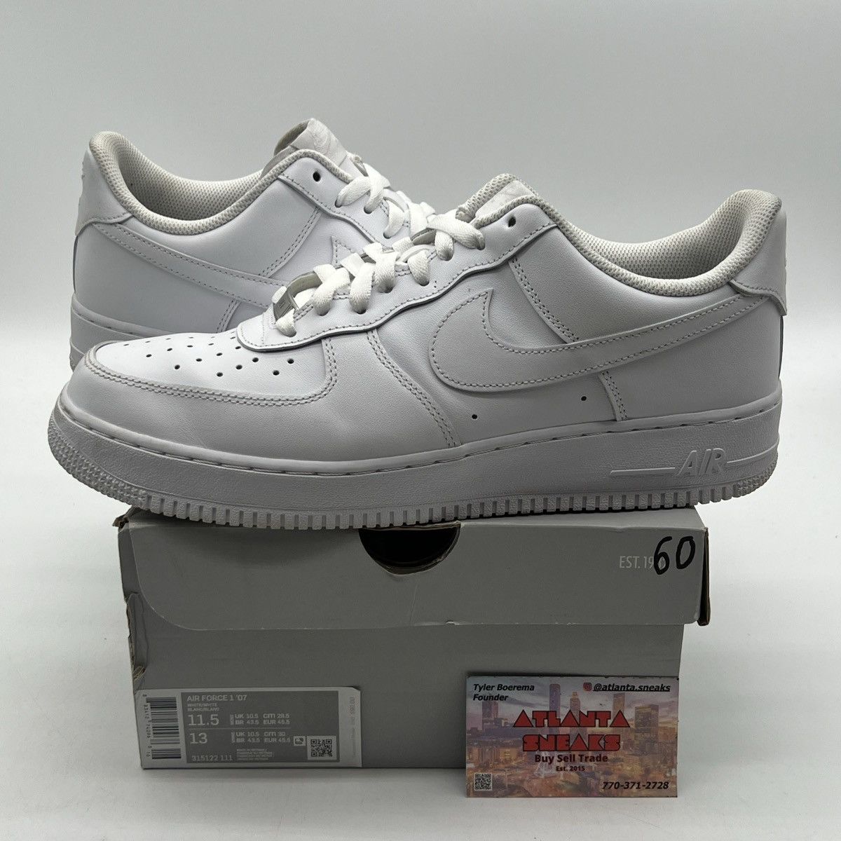Nike Air Force 1 07 white Size US 11.5 / EU 44-45 - 1 Thumbnail