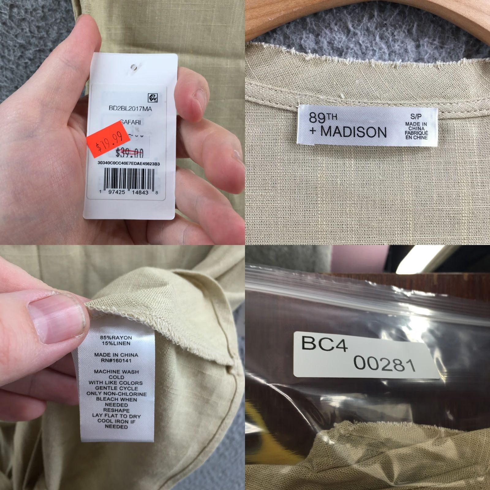 Vintage 89th And Madison Tie Front Blouse Womens Small Beige Short Sleeves Button Up NEW Size S / US 4 / IT 40 - 9 Thumbnail