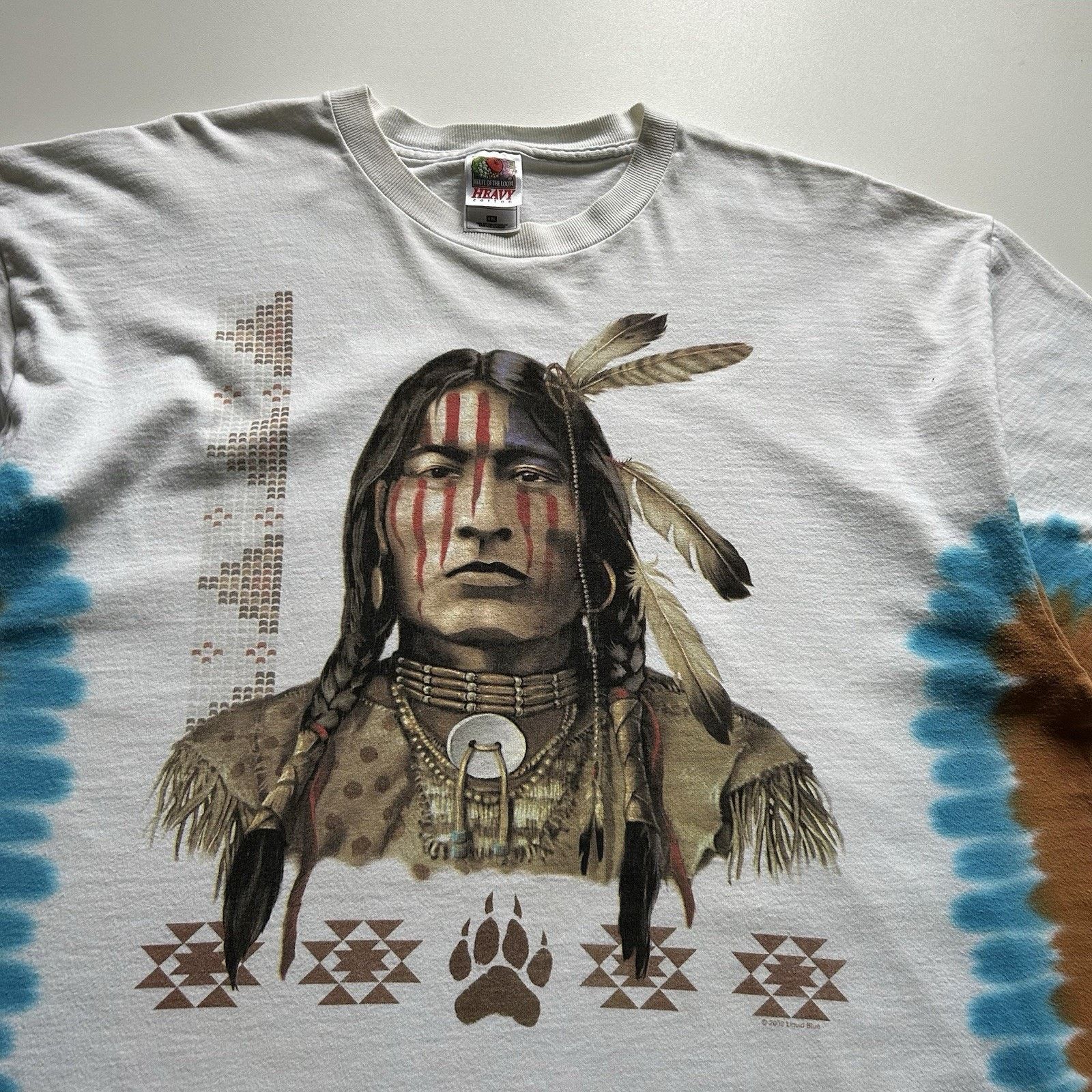 Fruit Of The Loom Vintage Liquid Blue T Shirt XXL Tie Dye Y2K Native American Size US XXL / EU 58 / 5 - 2 Thumbnail