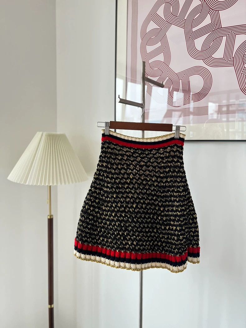 Gucci Gucci SizeXS Hollow-in gold thread knitted color block cott Size 42" / US 20 - 2 Thumbnail