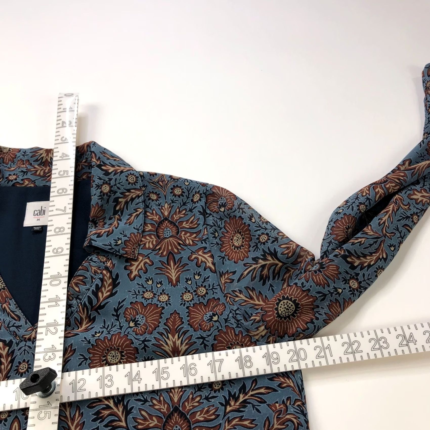 Vintage Cabi Dress Medium Provincial Tunic Shirt All Over Print Blue Brown MINT 3295 Size M / US 6-8 / IT 42-44 - 7 Thumbnail