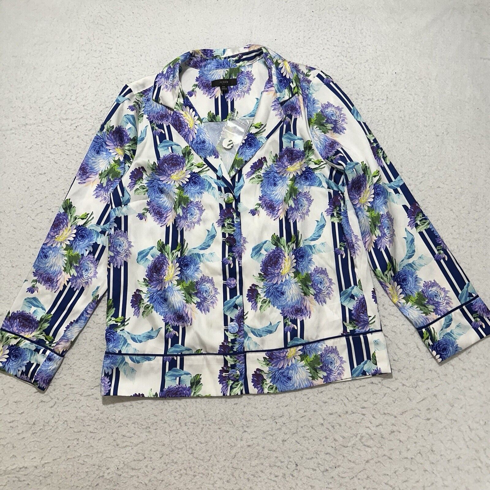 J.Crew J. Crew XS Drapey Button Up Floral Flower Stripe Blouse Top Size XS / US 0-2 / IT 36-38 - 1 Thumbnail