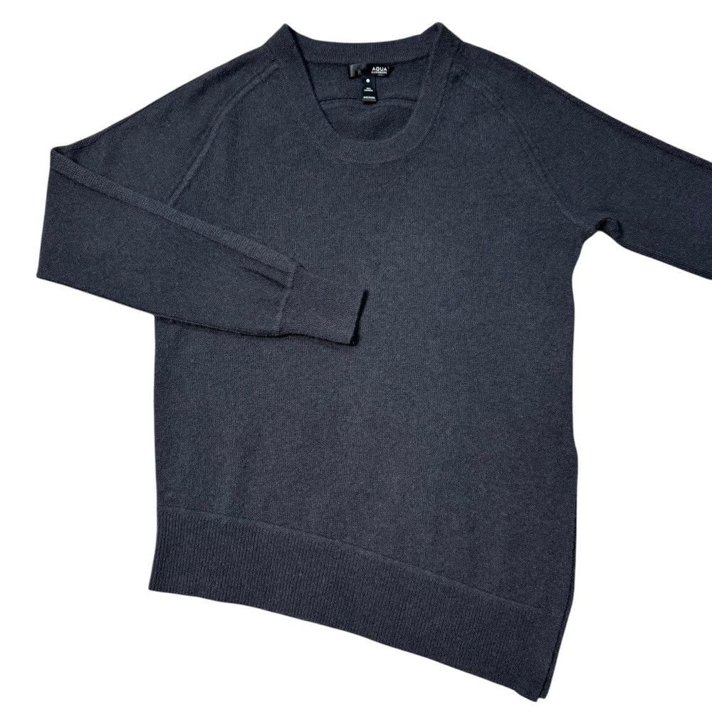AQUA Aqua Cashmere Asymmetrical Hem Crewneck Dark Grey Sweater S Size XS / US 0-2 / IT 36-38 - 5 Thumbnail