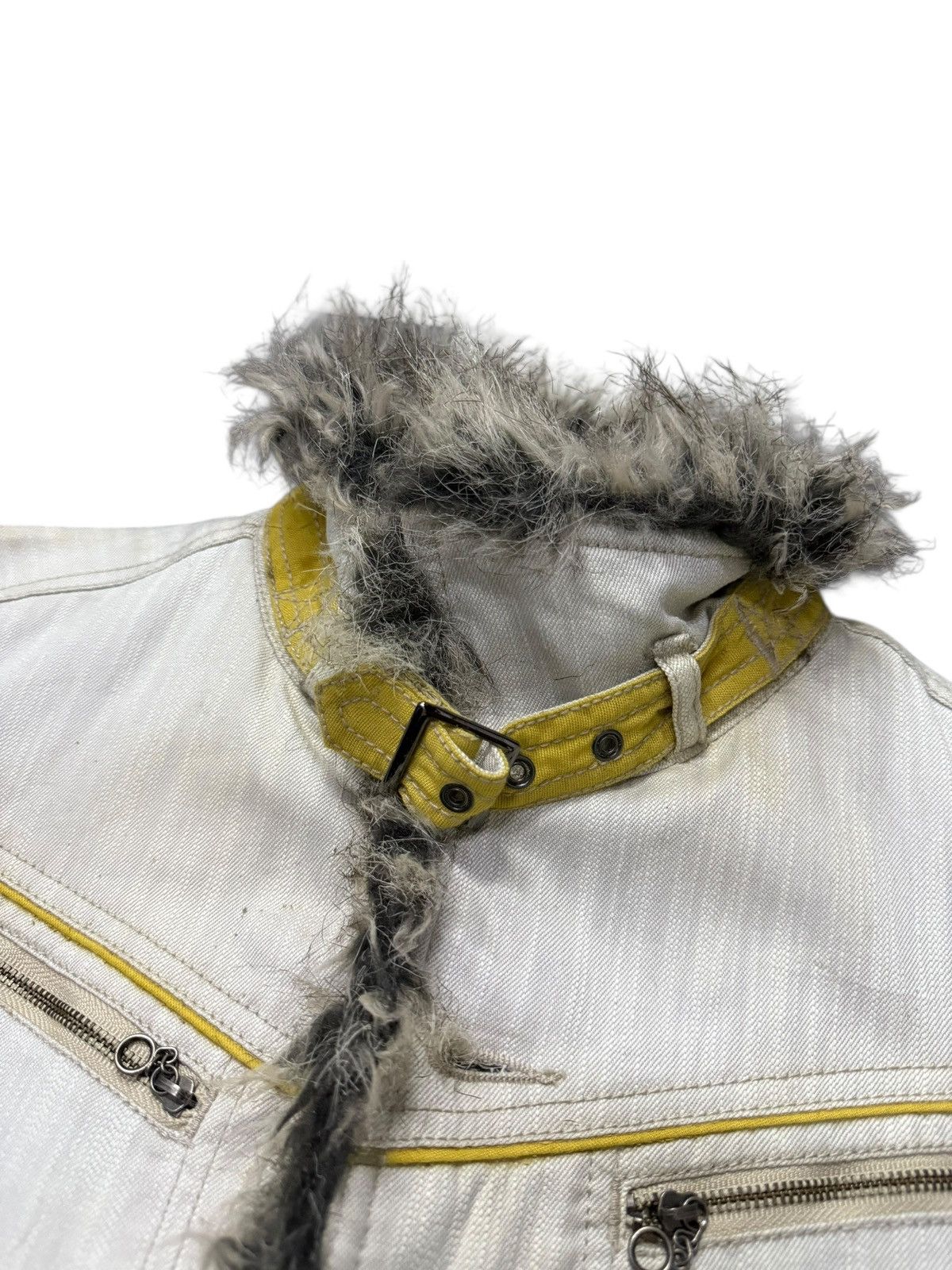 Japanese Brand Hideaways Nicole Fur Trimmed Rock Star Denim Jacket Size US S / EU 44-46 / 1 - 11 Thumbnail