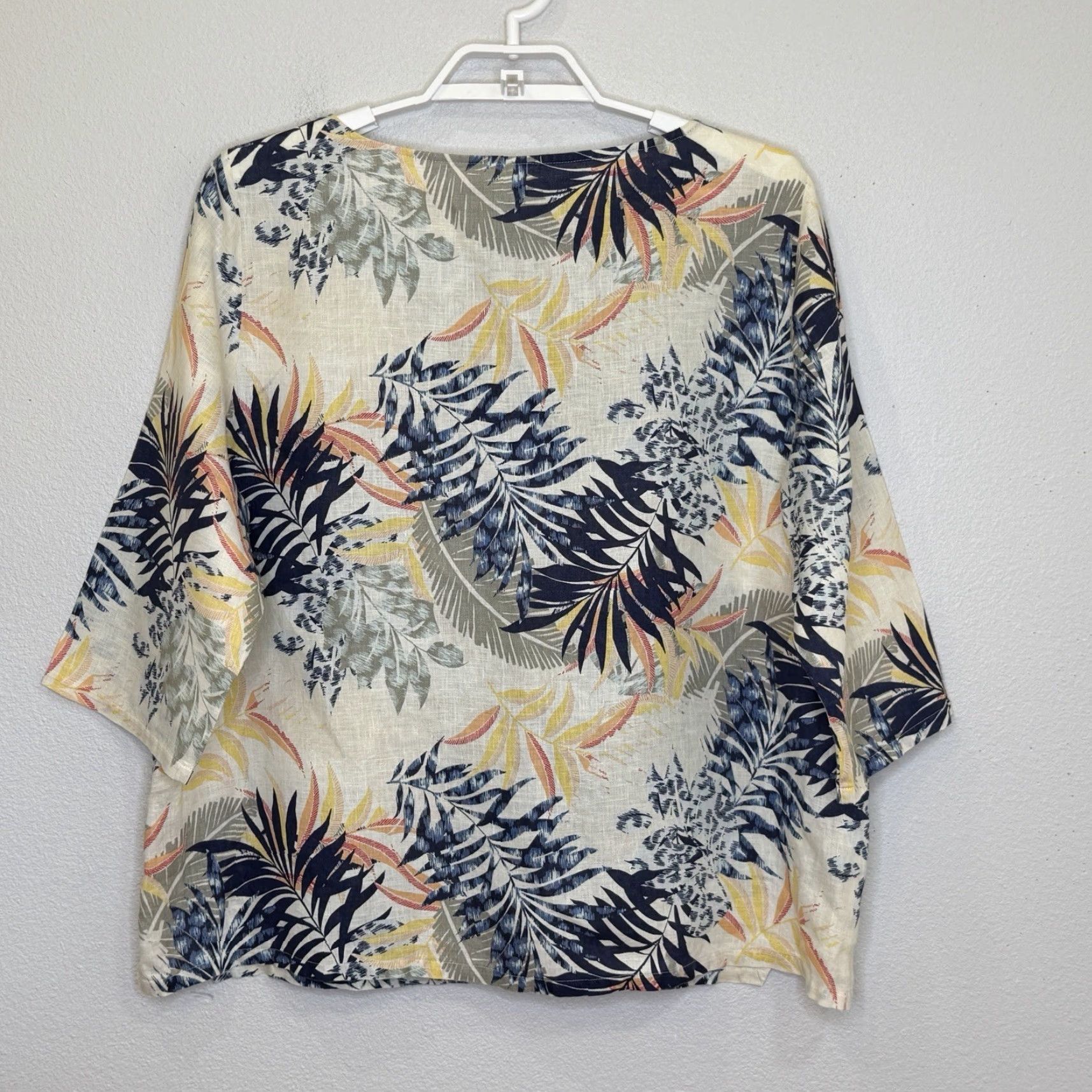 Vintage Chico's Pullover Top Womens XL Tropical Print 100% Linen 3/4 Sleeve Round Neck Blouse Casual Shirt Size XL / US 12-14 / IT 48-50 - 5 Thumbnail