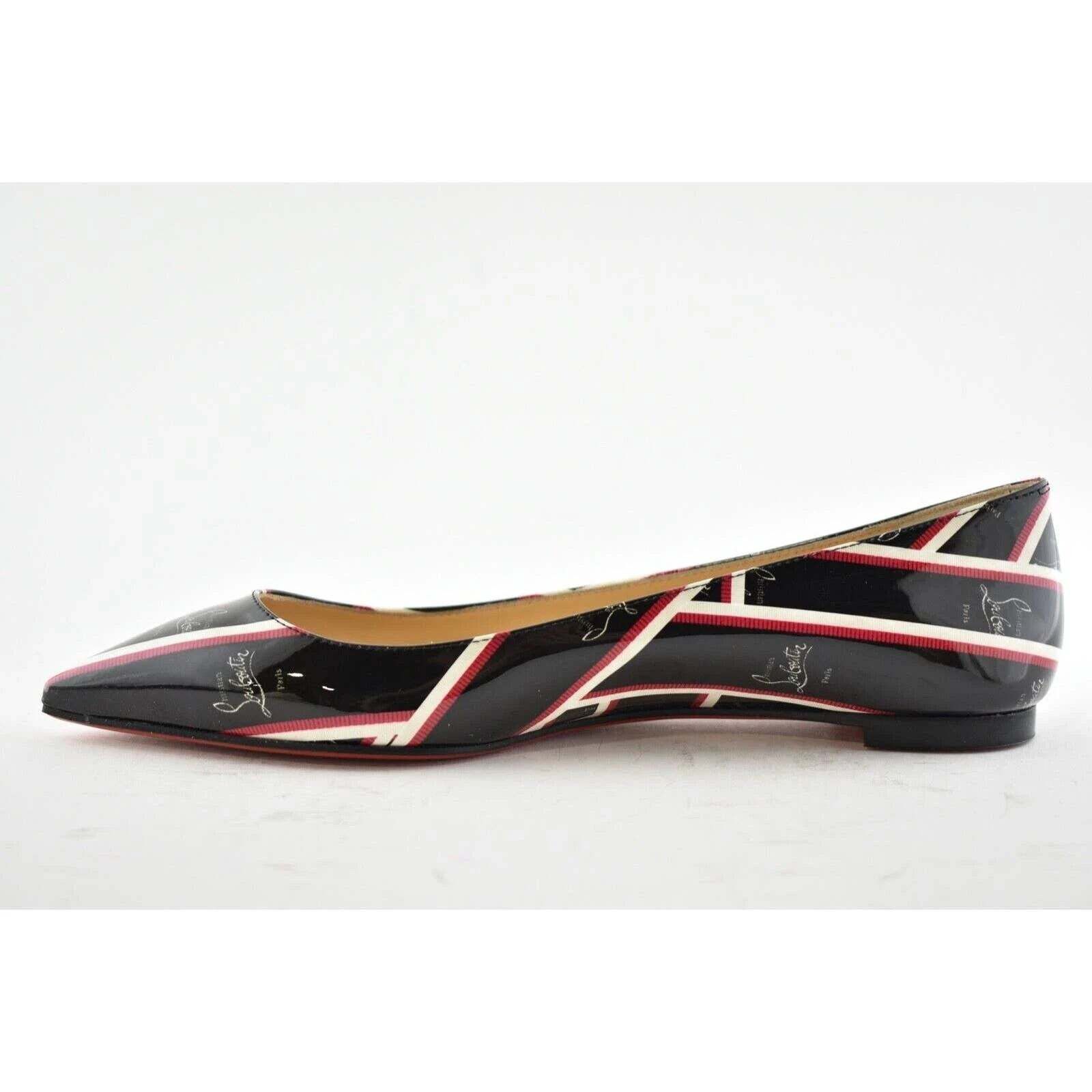 Christian Louboutin Christian Louboutin Ballalla Flat Patent Ribbon Black Red Size US 7 / IT 37 - 9 Thumbnail