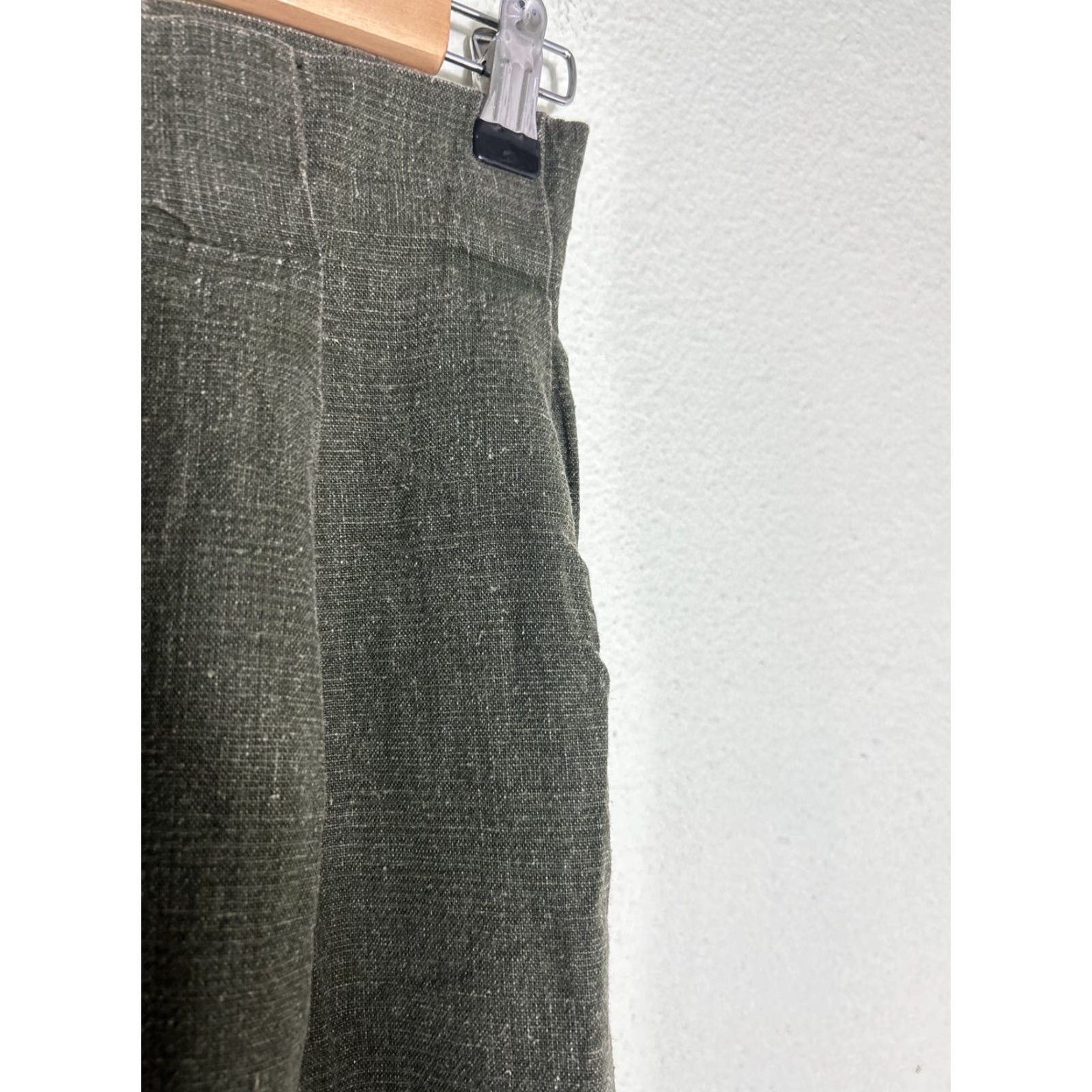 PrettyLittleThing PRETTYLITTLETHING Womens Pants Olive Linen Blend Zip Back 2 Green 24x26 Bloomer Size 26" / US 2 / IT 38 - 6 Thumbnail