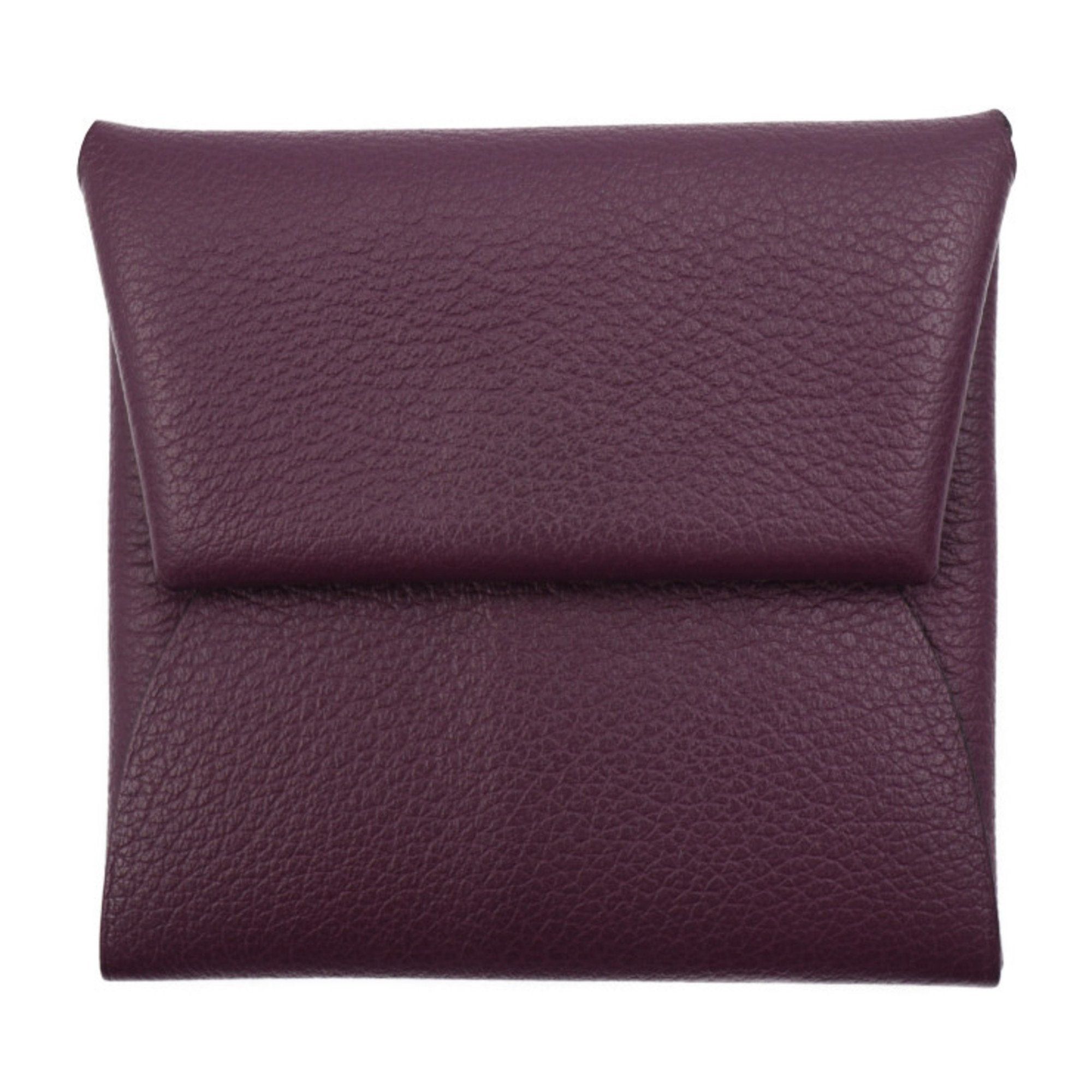 image of Hermes Bastia Coin Case Evercolor Cassis Purse U Engraved in Purple, Women's