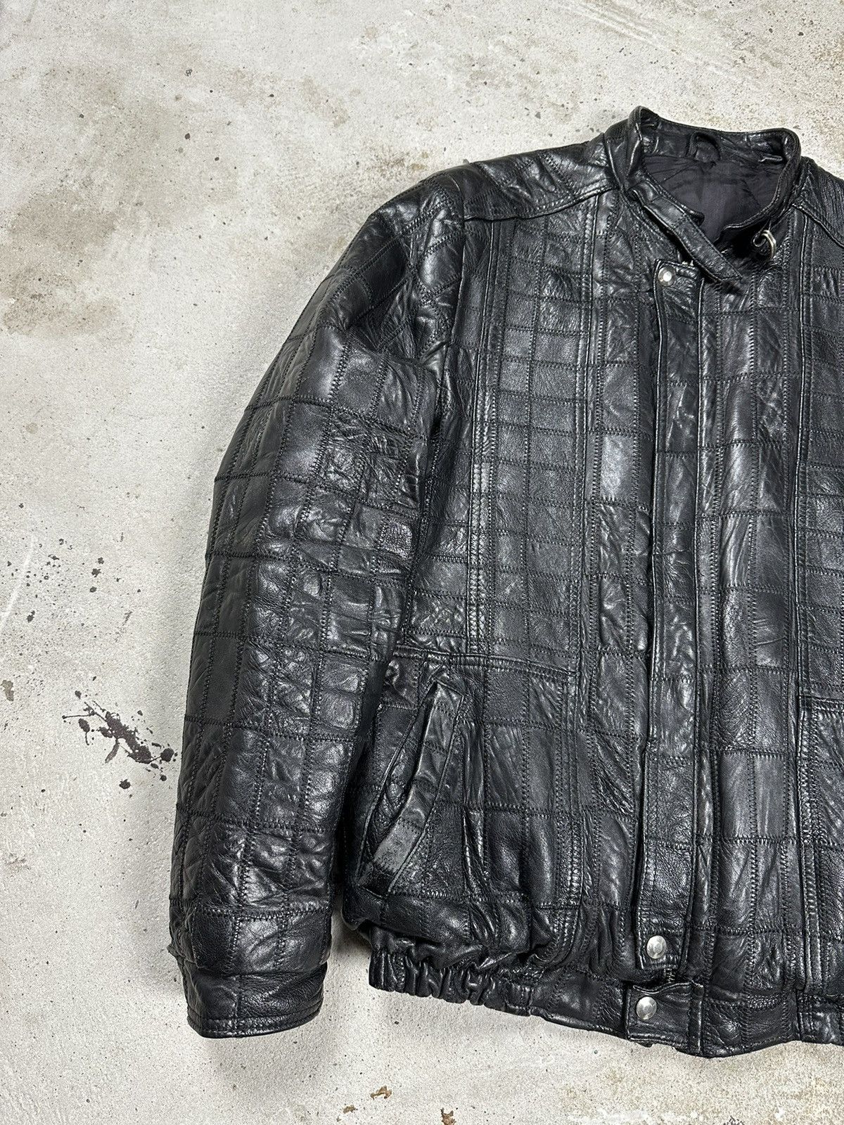 Vintage Vintage 90s Black Patchwork Leather Jacket Moto Size US M / EU 48-50 / 2 - 4 Thumbnail