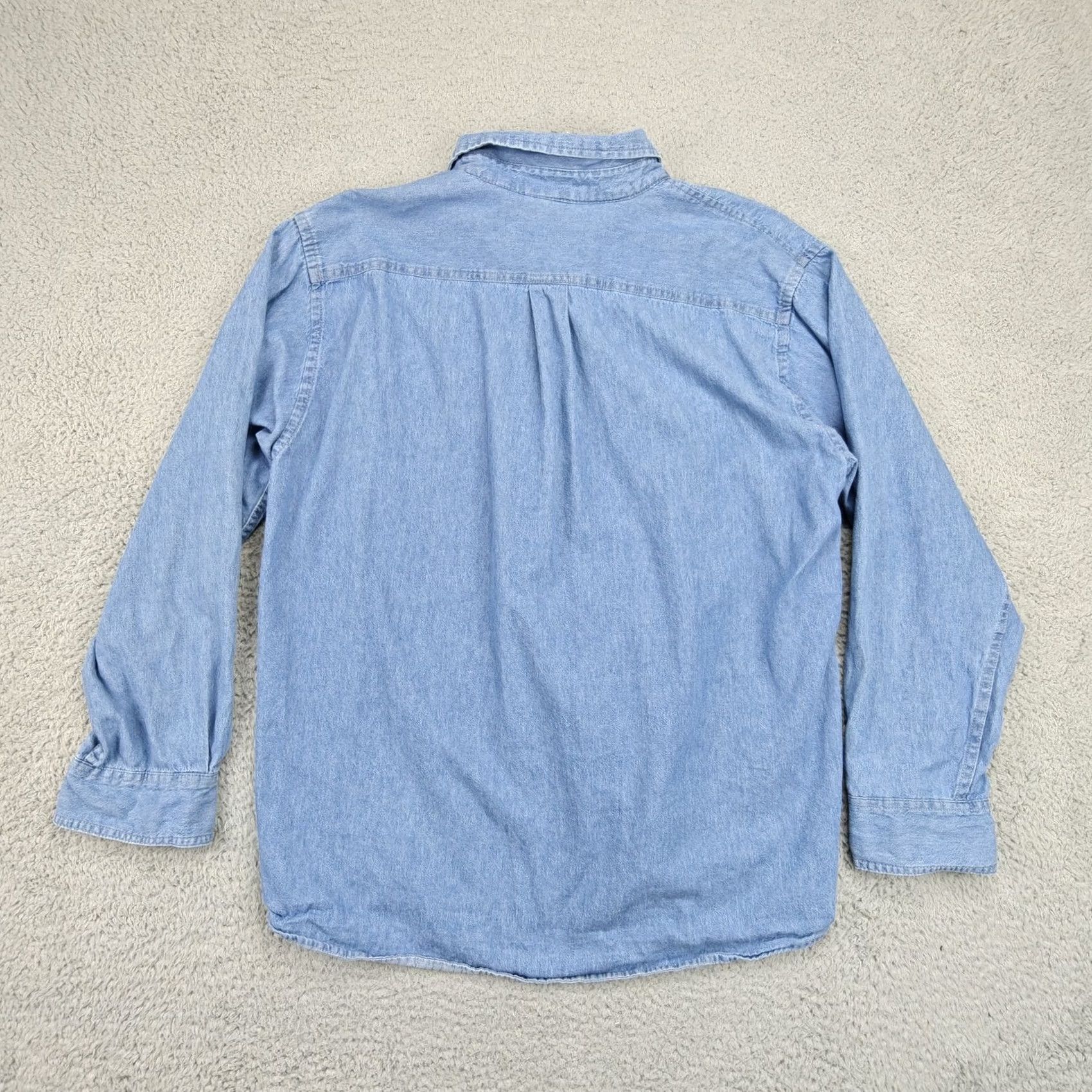 Denime VINTAGE Harriton Shirt Mens XL Blue Denim Long Sleeve Button Front 87 Patch Size US XL / EU 56 / 4 - 5 Thumbnail