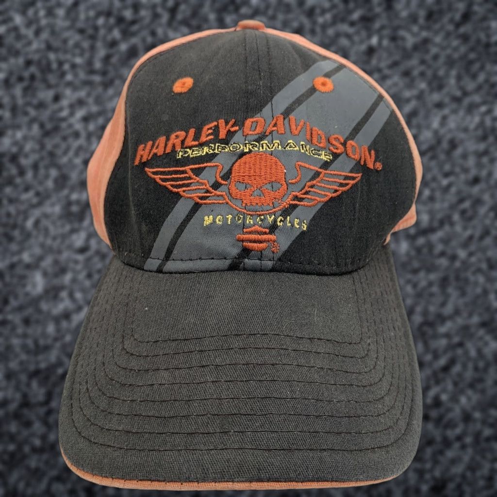 Harley Davidson Harley-Davidson Hat Cap Fitted Mens Small Black Orange Skull New Era 39THIRTY Size ONE SIZE - 1 Thumbnail