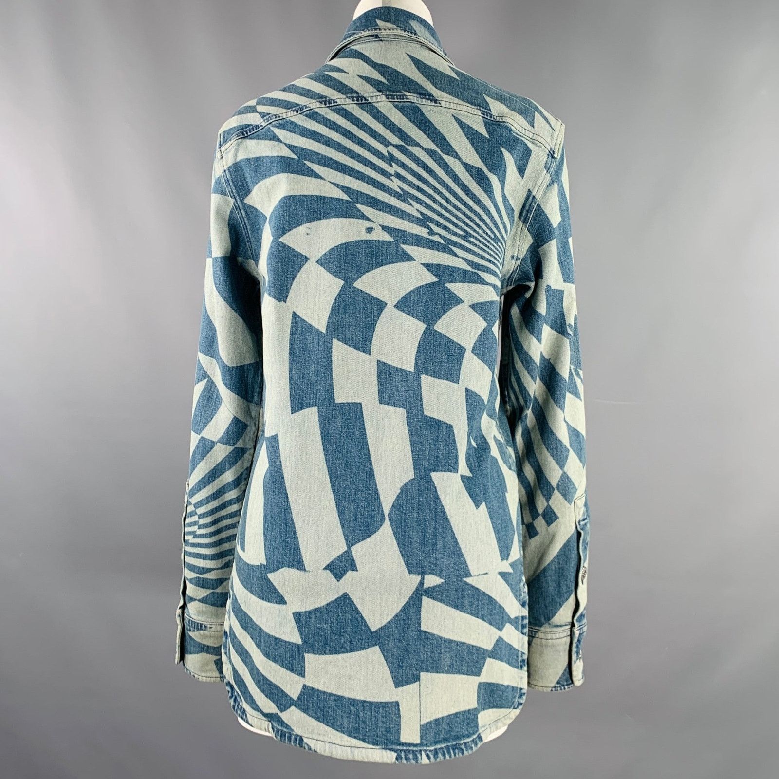 Stella McCartney STELLA McCARTNEY XXS Blue Light Blue Cotton Optical Jacket Size XXS / US 00 / IT 34 - 4 Thumbnail
