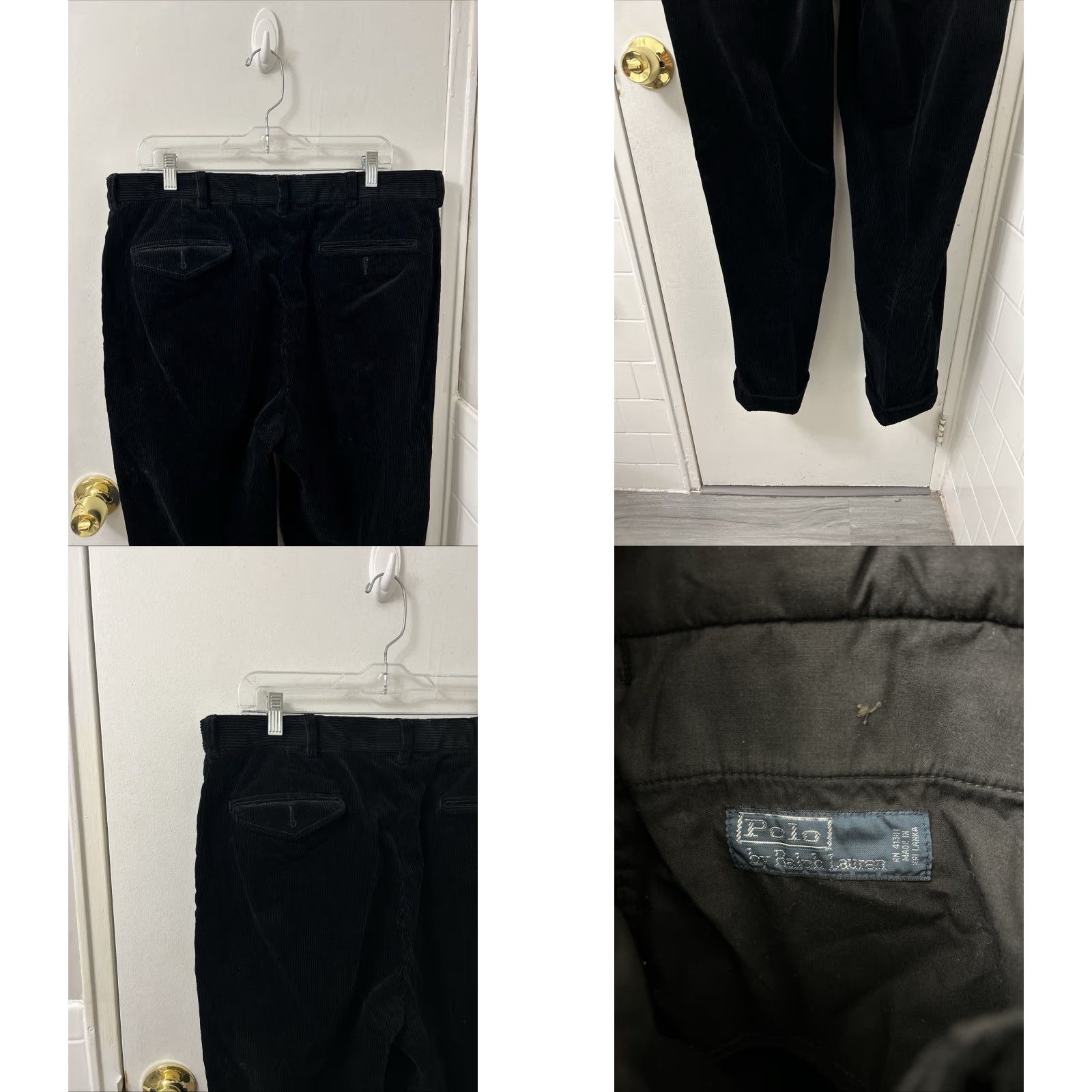 Polo Ralph Lauren VINTAGE Polo Ralph Lauren Corduroy Pants 38x32 Black Pleated Cuffed Trousers Size US M / EU 48-50 / 2 - 8 Thumbnail