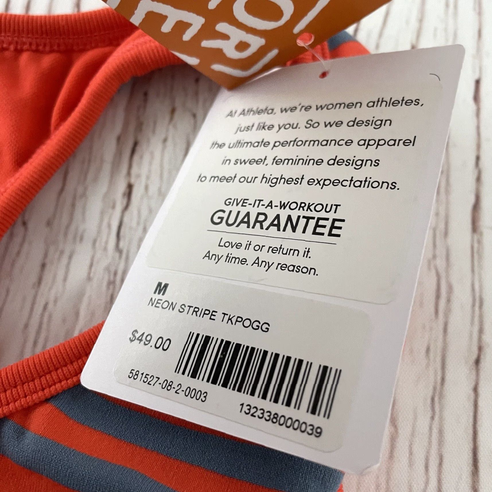 Athleta VINTAGE Athleta Tank Top Racerback Women M Striped Neon Orange Odor Free Activewear 90s? Size M / US 6-8 / IT 42-44 - 3 Thumbnail