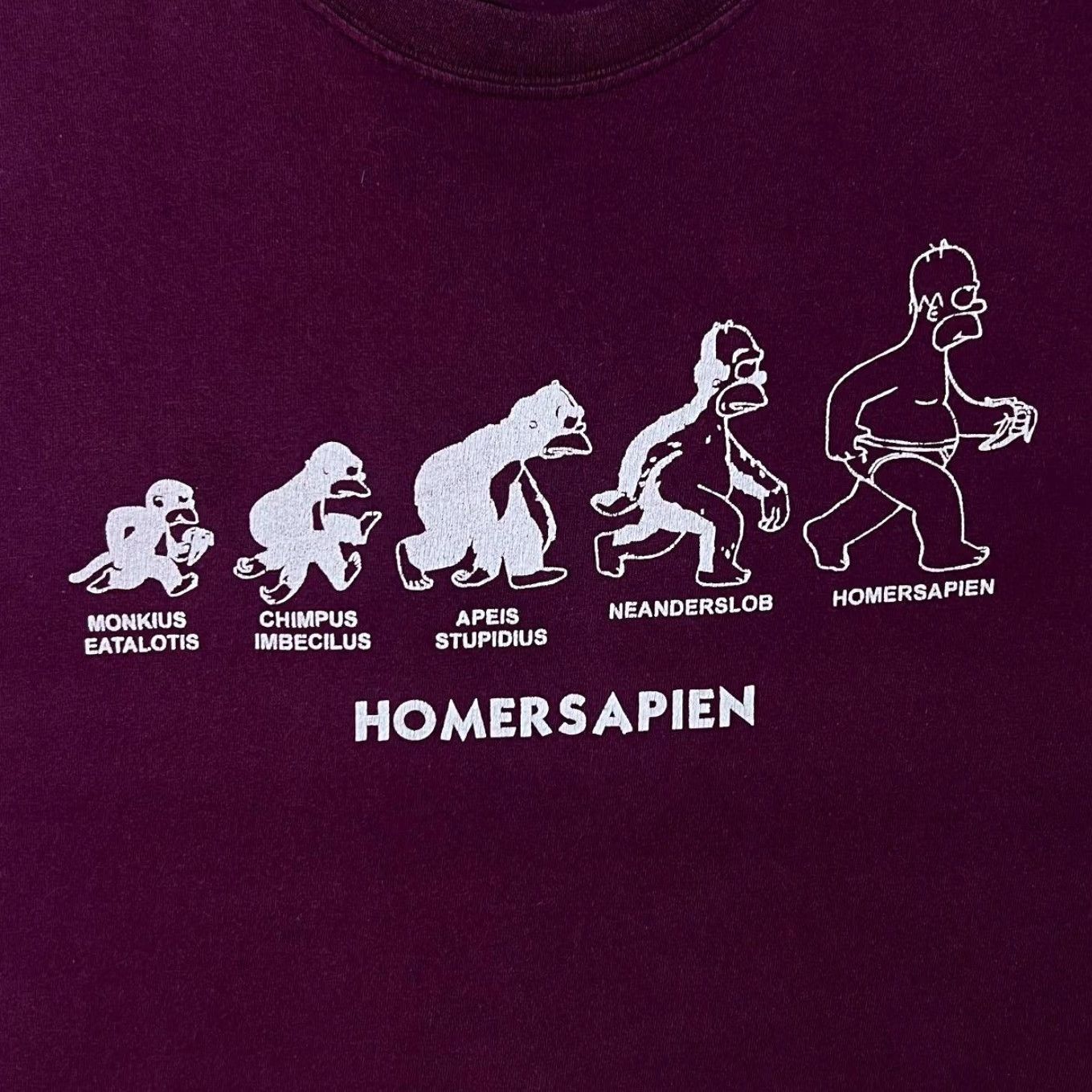 Fruit Of The Loom Fruit of the Loom The Simpsons Homersapien Graphic Burgundy T-Shirt XL Men Short Sleeve Round Neck Cotton Shirt Mens Shirts Cartoon 90s Size US XL / EU 56 / 4 - 3 Thumbnail