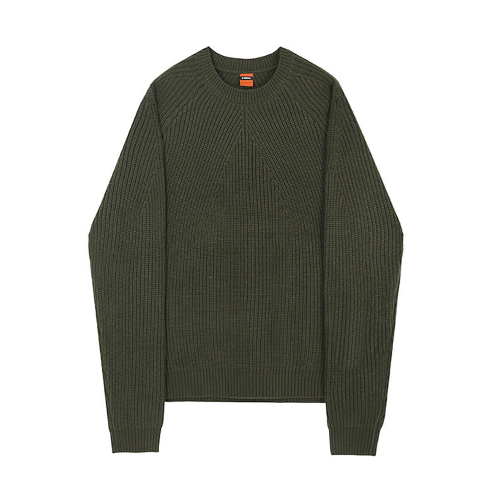 Other Olive Green Ribbed Crew Neck Sweater, Casual Knitwear Size US L / EU 52-54 / 3 - 3 Thumbnail