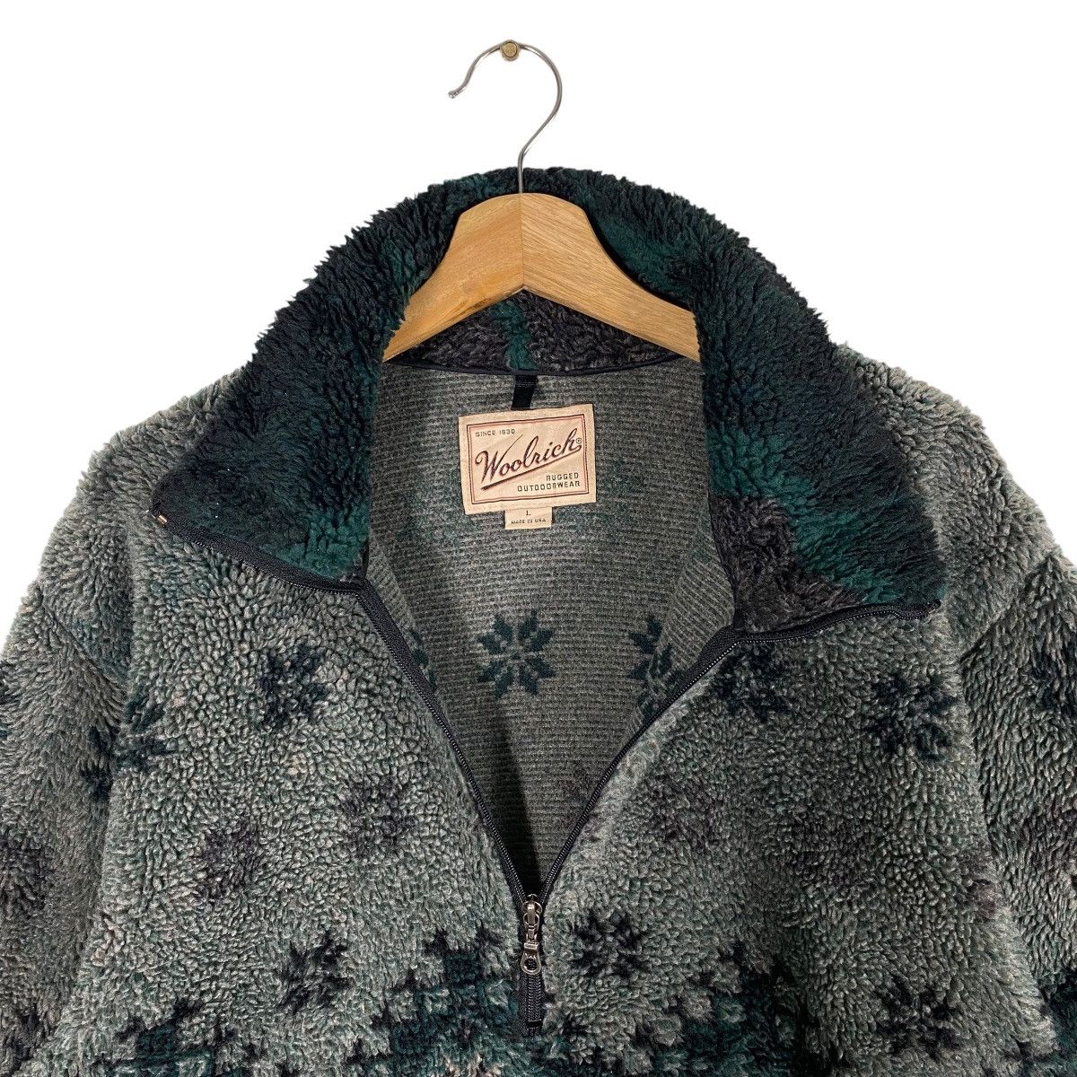 Vintage × Woolrich Woolen Mills Vintage Woolrich Snowflake Sheep Mountain Half Zip Fleece Size US L / EU 52-54 / 3 - 6 Thumbnail
