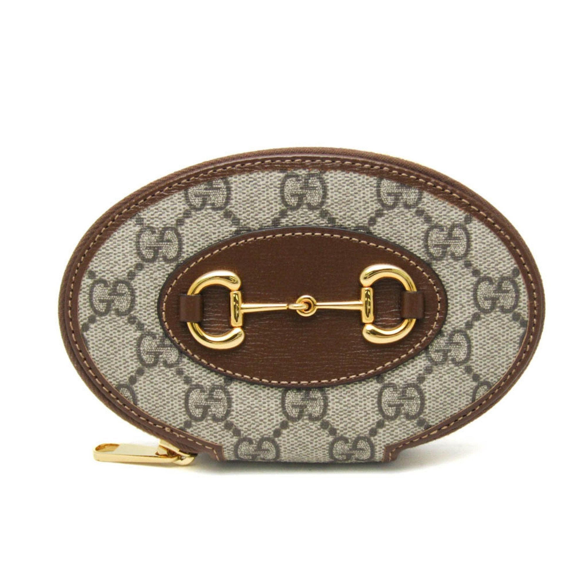 image of Gucci GG Supreme Horsebit 1955 622040 Women's Leather,pvc Coin Purse/coin Case Beige,brown,dark Bro