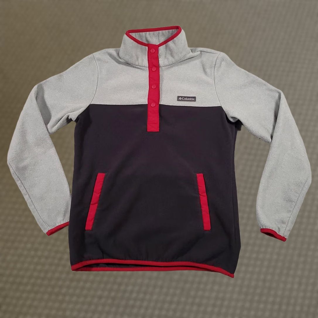 Vintage Columbia Pullover Womens Small Gray Black Red Fleece Snap Front Outdoor Jacket Size S / US 4 / IT 40 - 1 Thumbnail