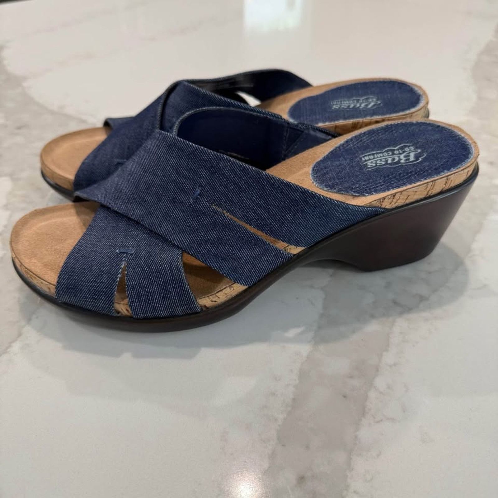 G.H. Bass & Co. G.H. Bass & Co. MaryAnn Denim Wedge Sandal Womens 8.5M Size US 8.5 / IT 38.5 - 4 Thumbnail