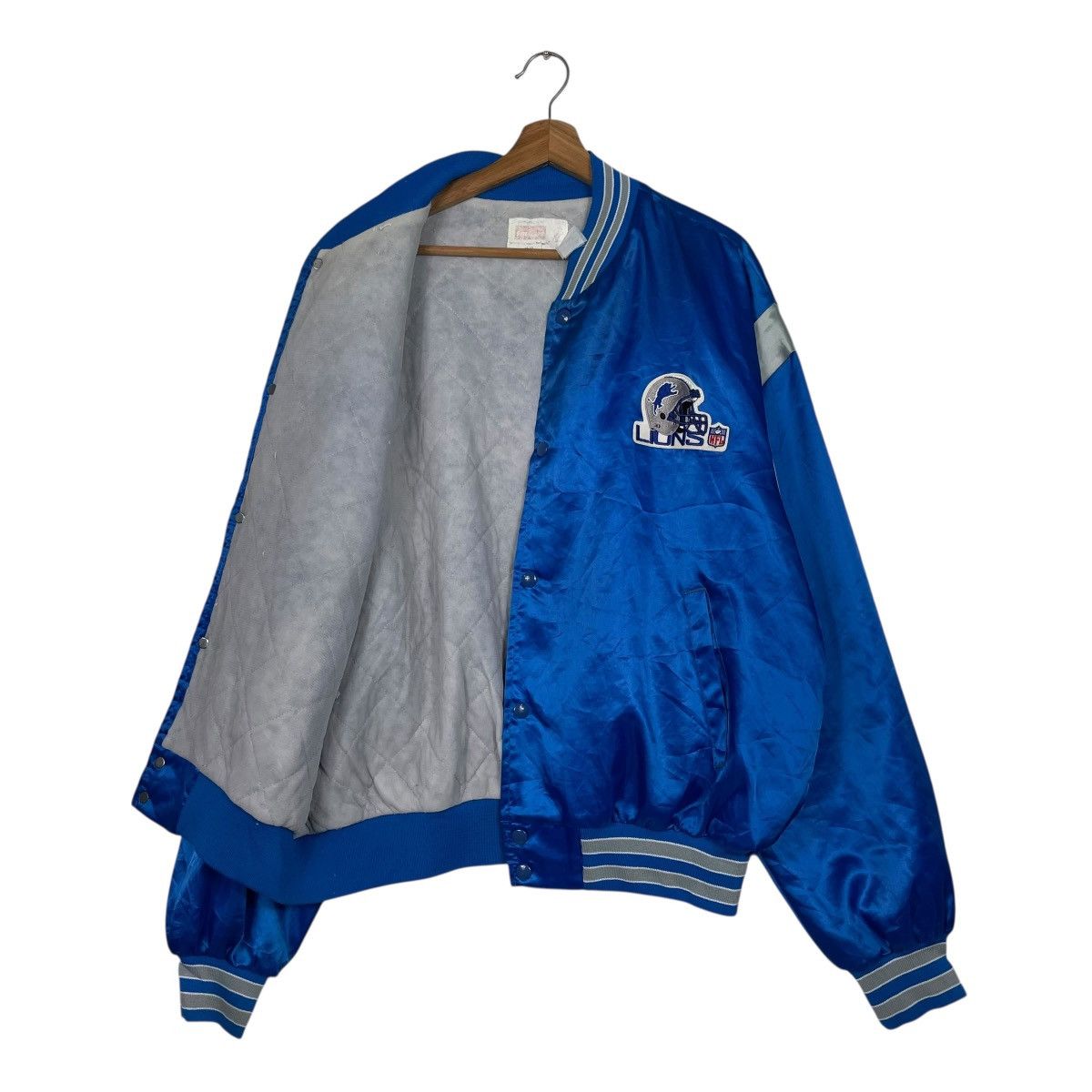 NFL Vintage 80s NFL Detroit Lions Satin Bomber Size US XXL / EU 58 / 5 - 9 Thumbnail